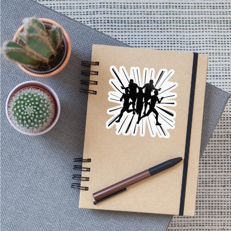 Fast runners at the finish line in competition