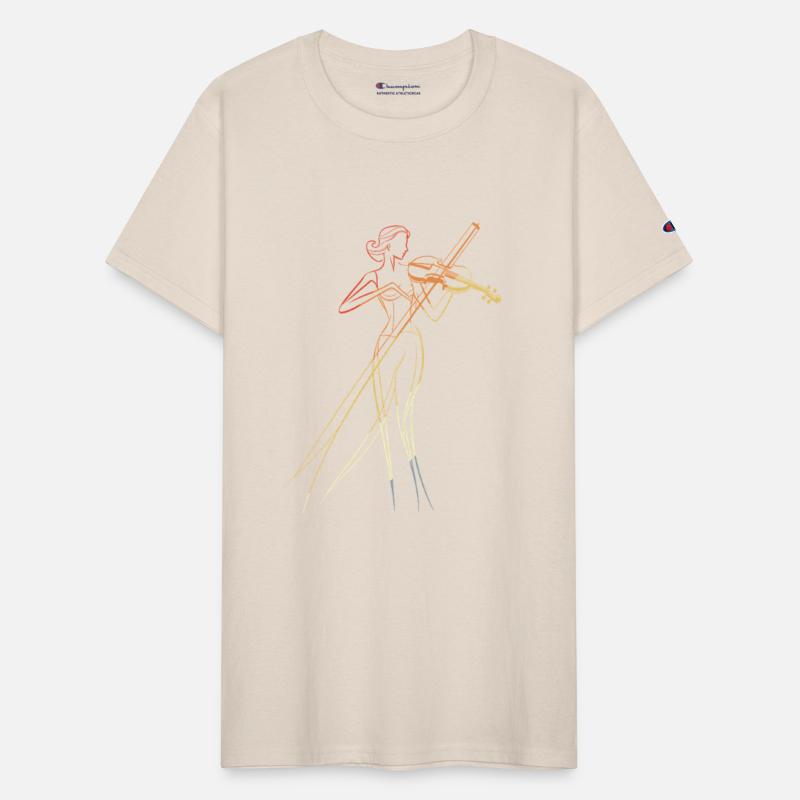 Female Violinist Line Art Vintage Look