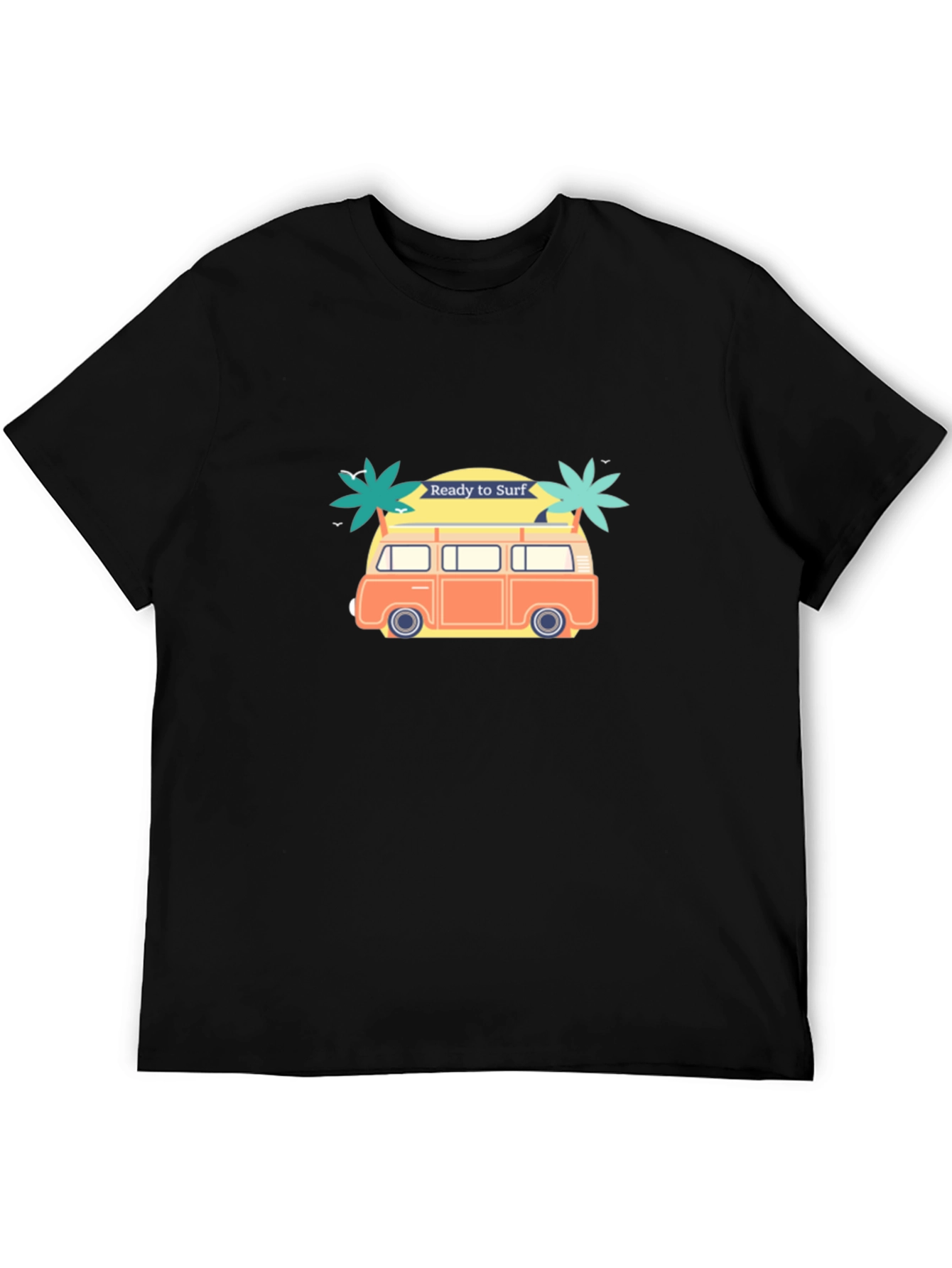 Ready to Surf Black Graphic T-Shirt
