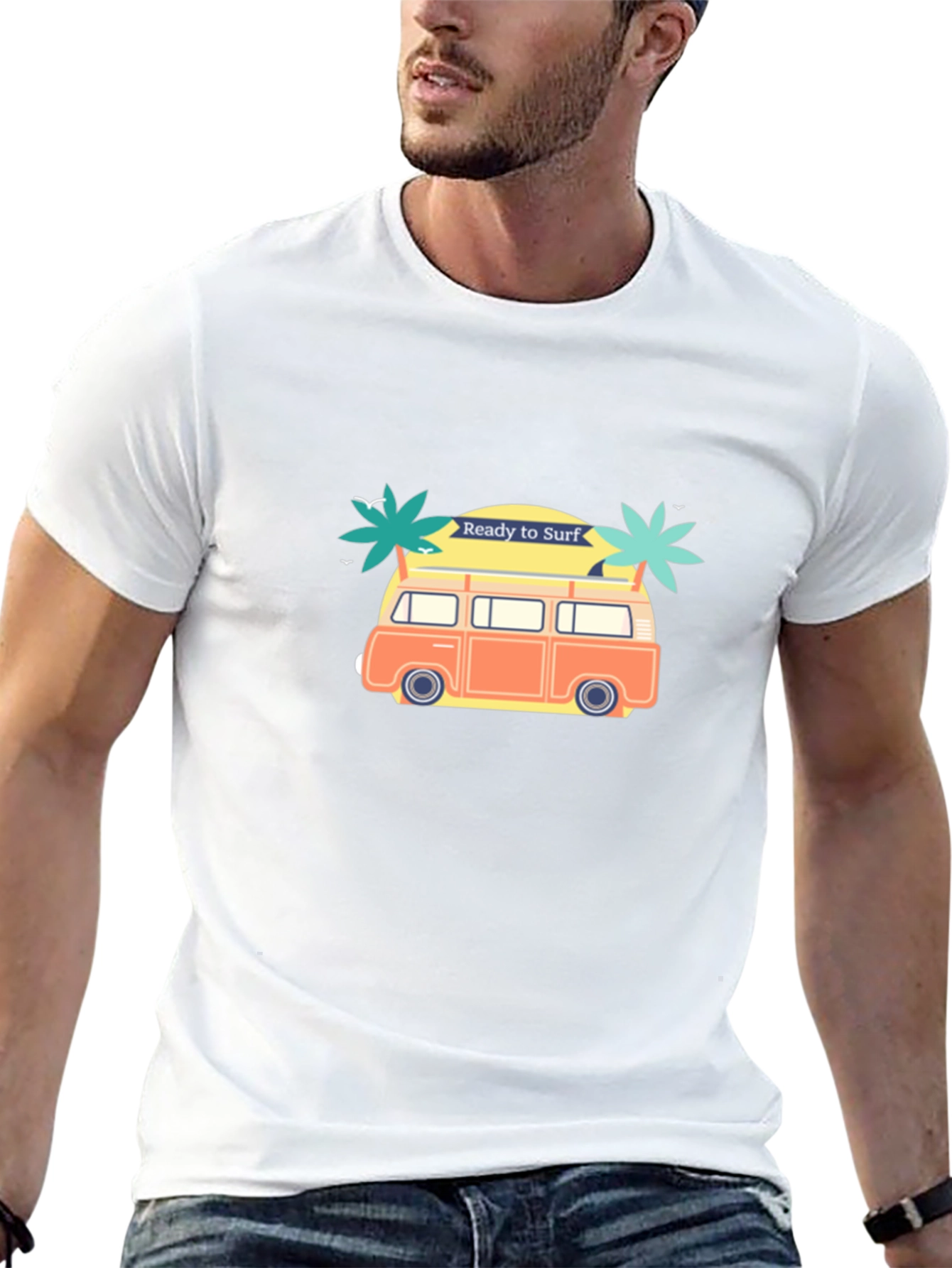 Ready to Surf Black Graphic T-Shirt