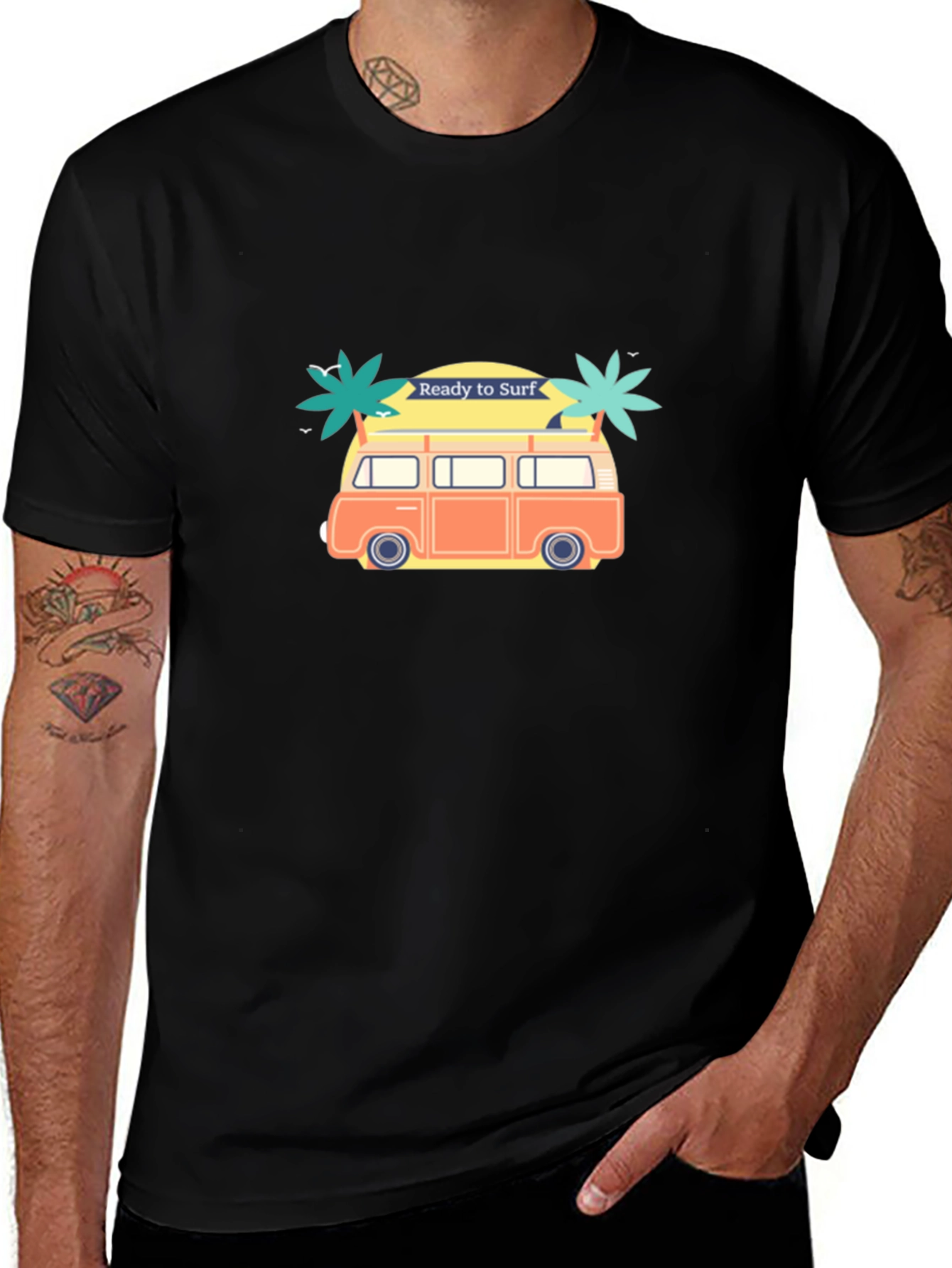 Ready to Surf Black Graphic T-Shirt