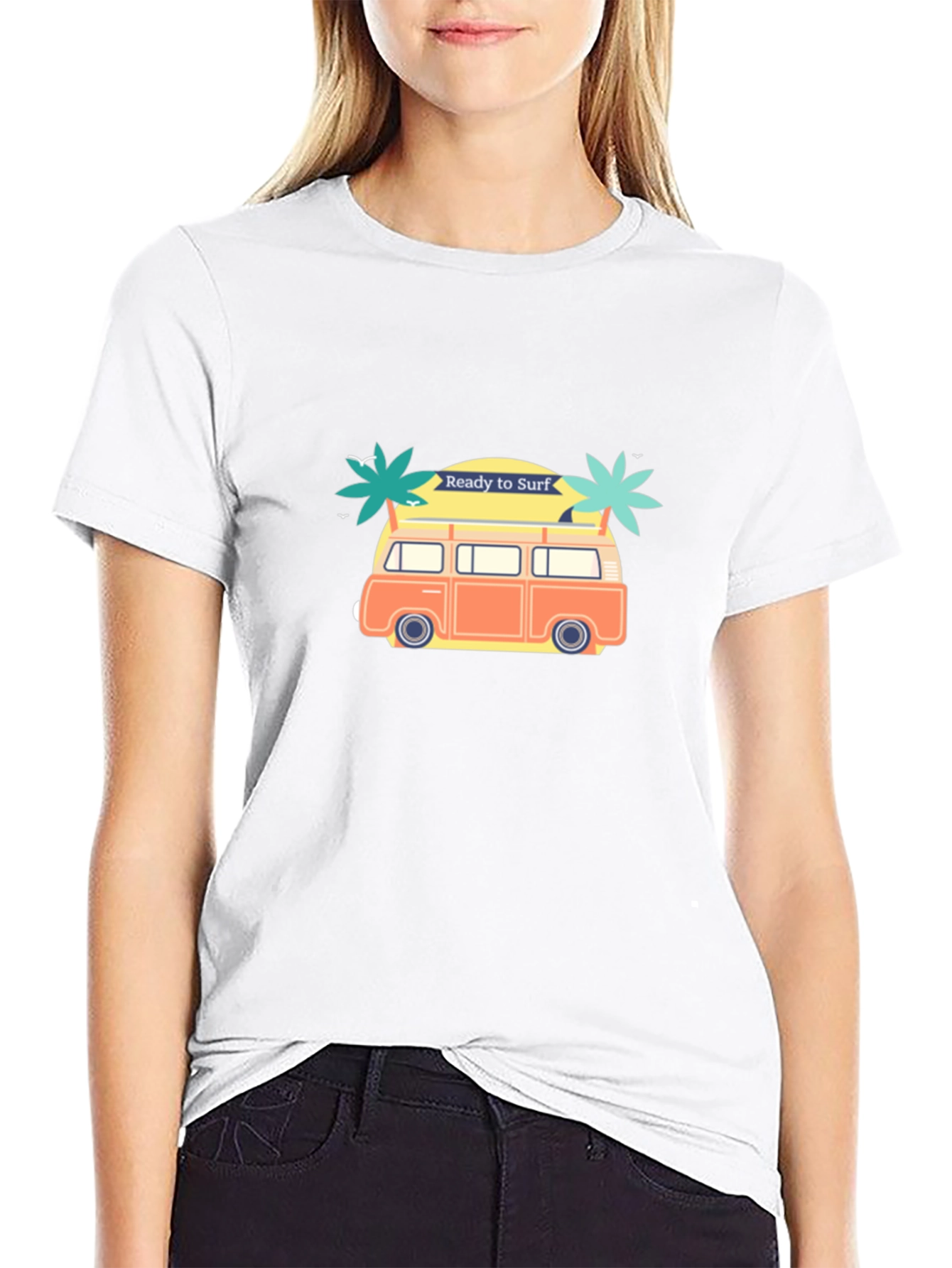 Ready to Surf Black Graphic T-Shirt