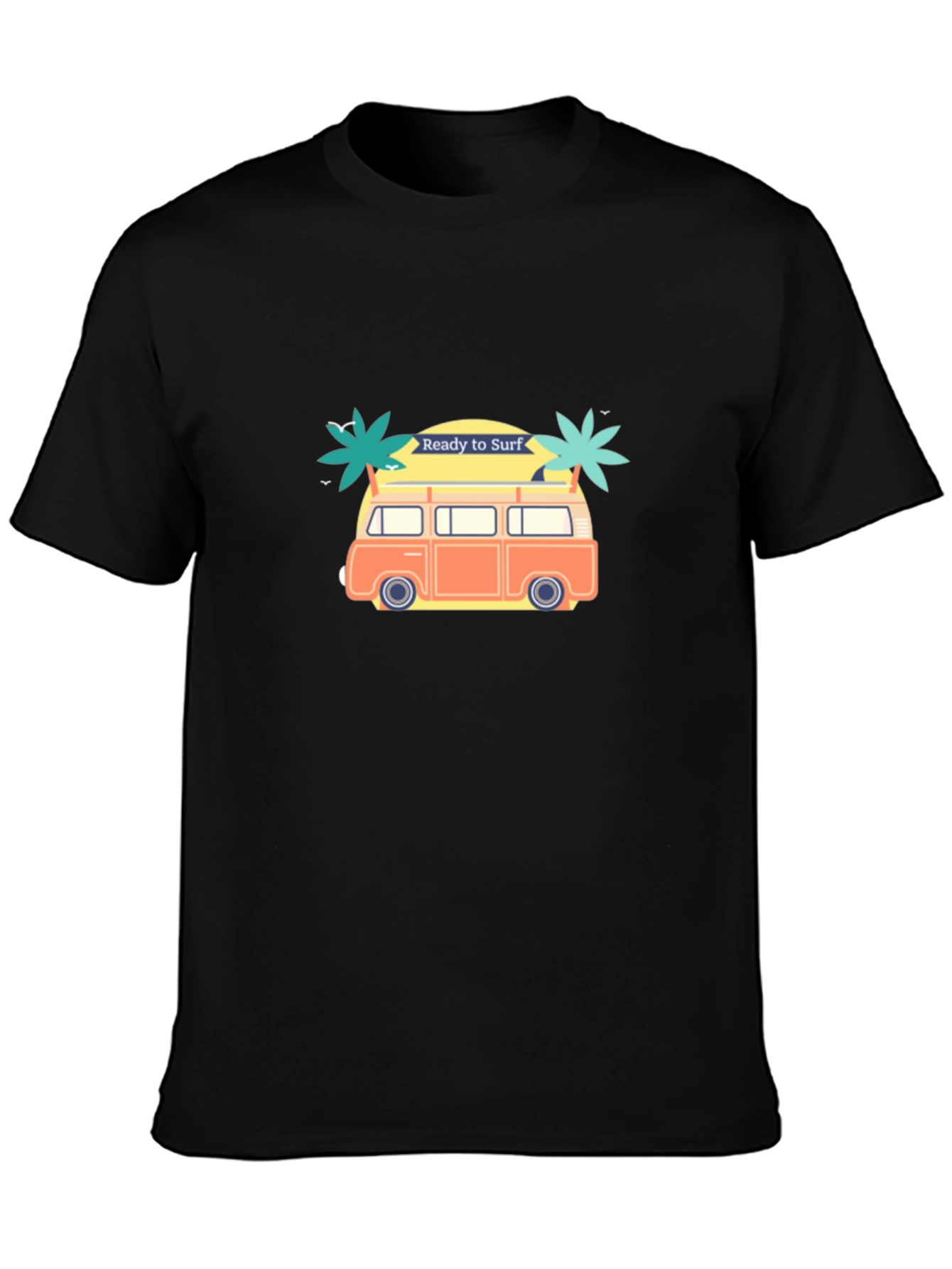 Ready to Surf Black Graphic T-Shirt