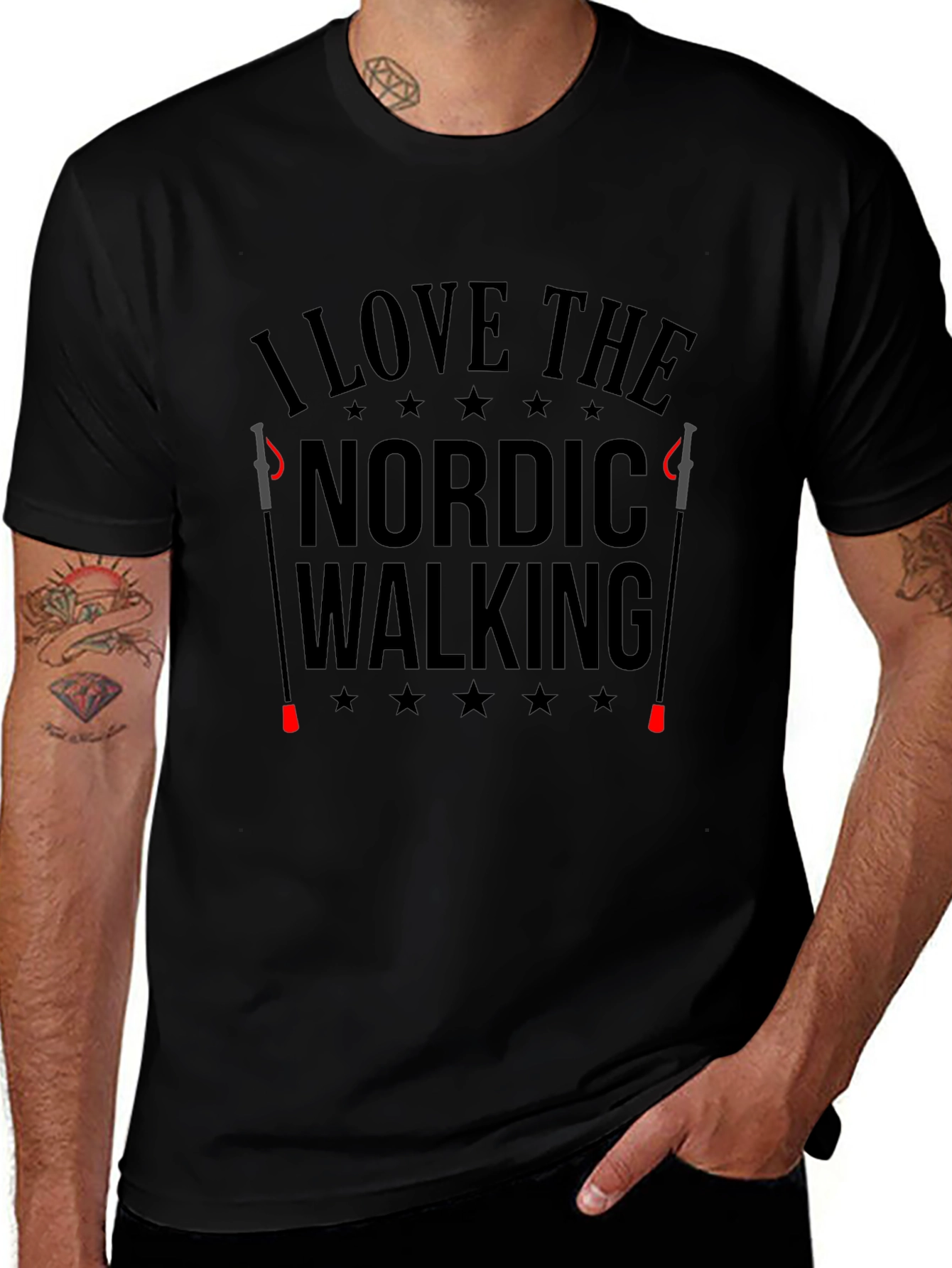 I Love Nordic Walking Black T-Shirt