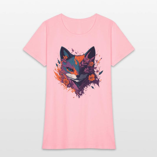 Floral Ninja Fox, Flower Fire Splash Illustration