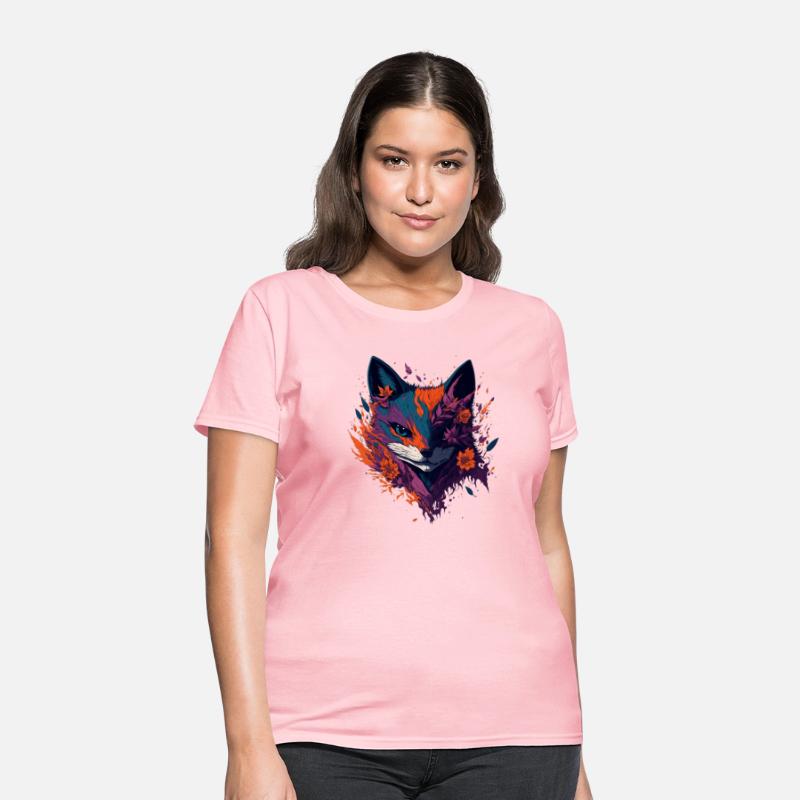 Floral Ninja Fox, Flower Fire Splash Illustration