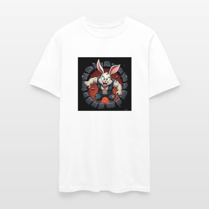 Flux Dev A strong muscular cartoon rabbit with