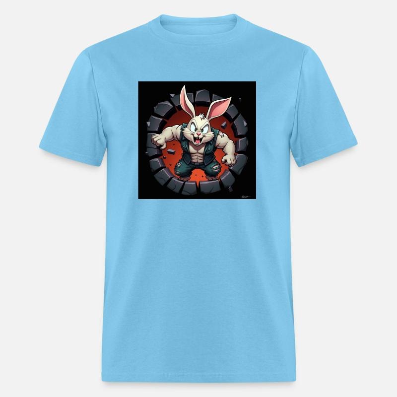 Flux Dev A strong muscular cartoon rabbit with