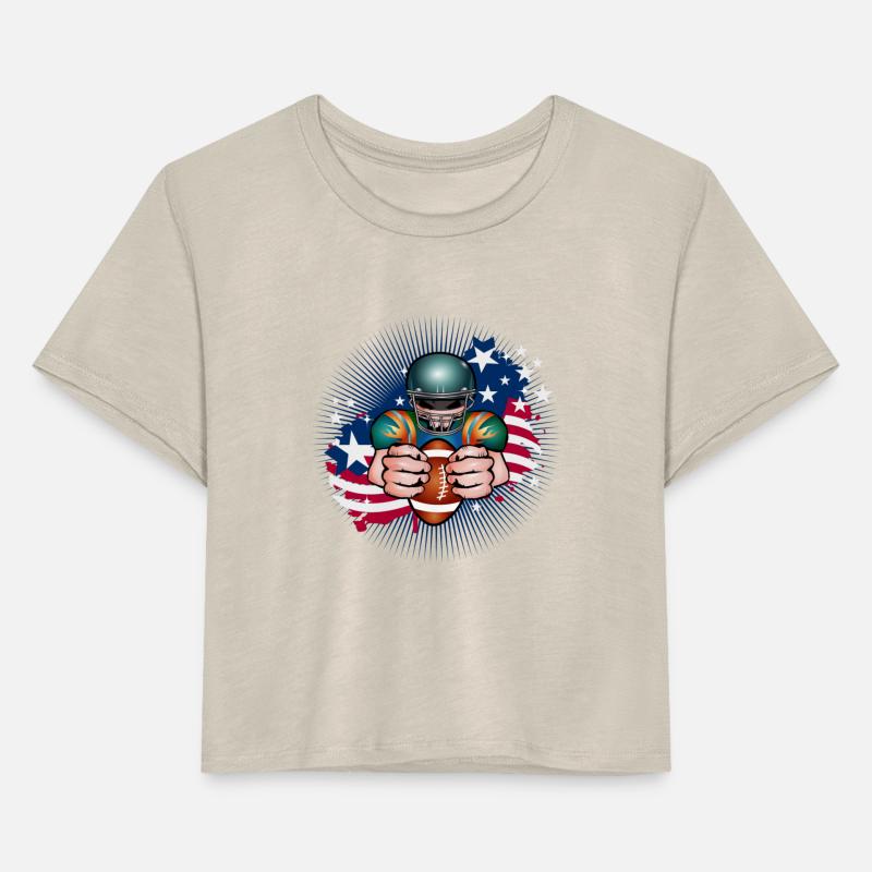 Football player with football and USA flag