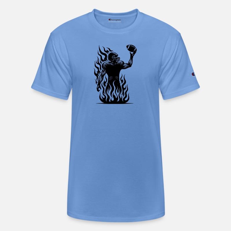 Football With Football Players In Flames And Fire