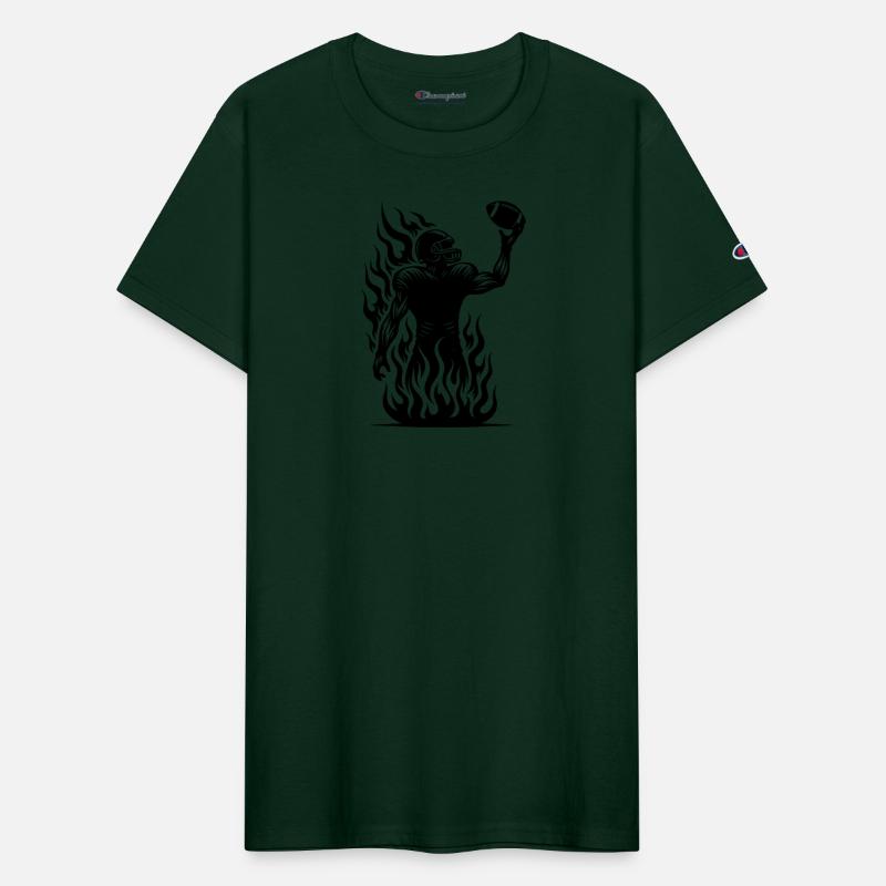 Football With Football Players In Flames And Fire