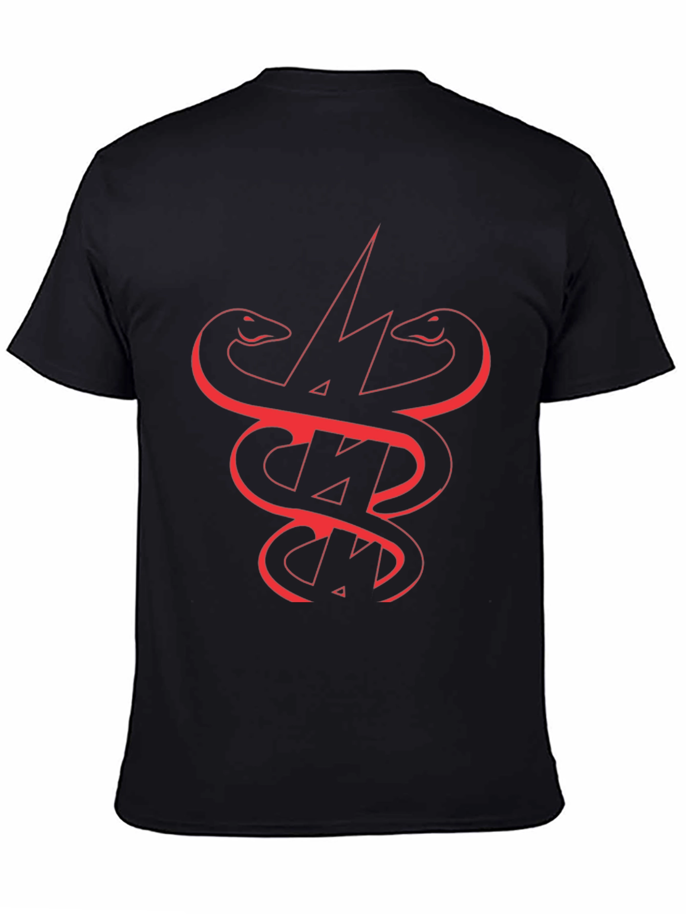 Black T-Shirt with Snake and Lightning Bolt Graphic