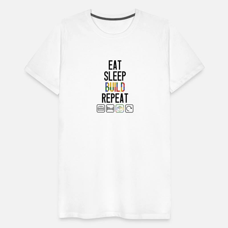 Funny Eat Sleep Build Repeat Building Blocks Men