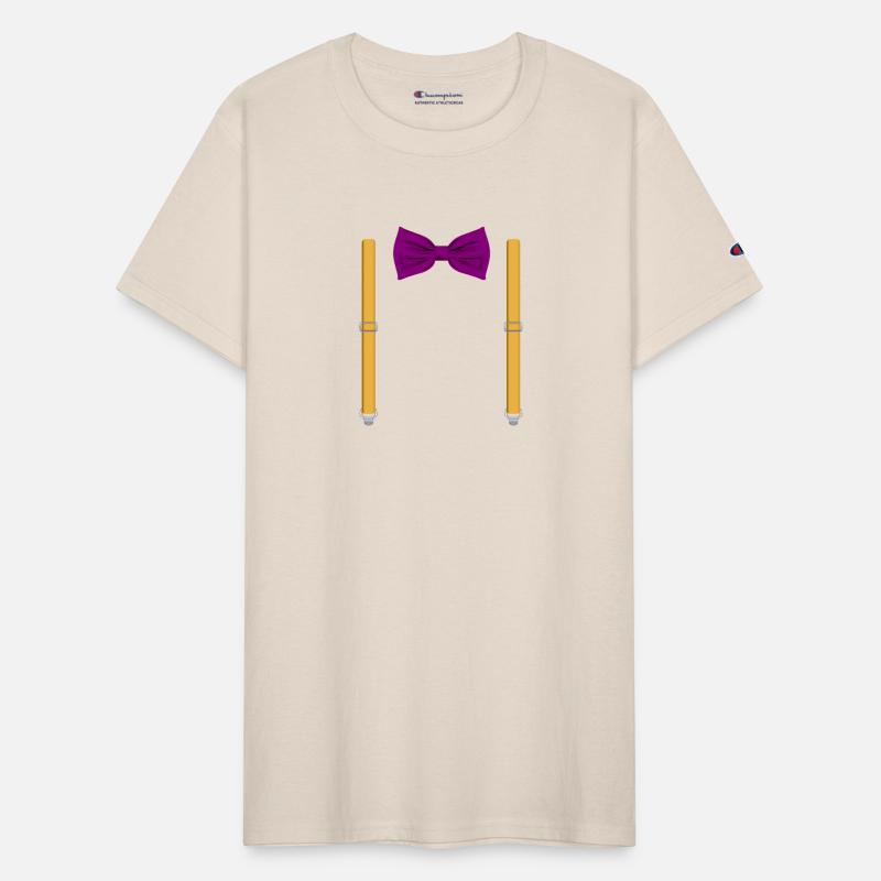 Funny Purple Bow Tie with Orange Suspenders