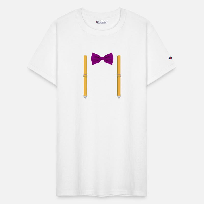 Funny Purple Bow Tie with Orange Suspenders