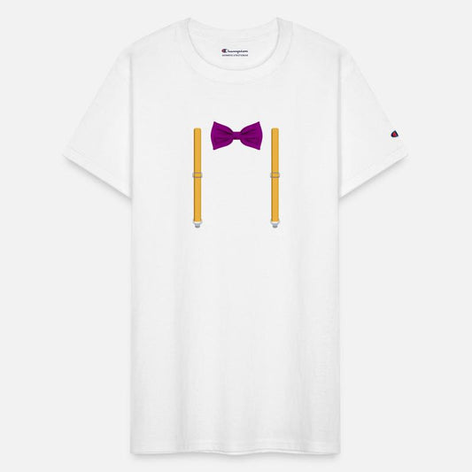Funny Purple Bow Tie with Orange Suspenders