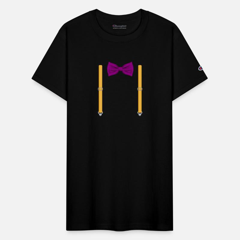 Funny Purple Bow Tie with Orange Suspenders