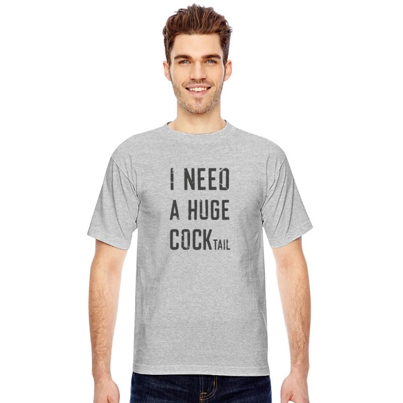 Funny Slogan Tee I NEED A HUGE COCKTAIL - Black