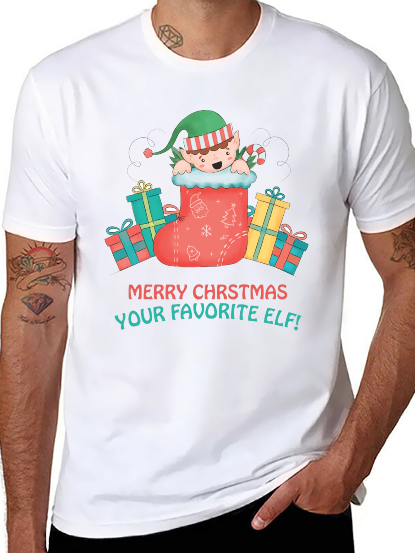 Merry Christmas Elf Graphic T-Shirt
