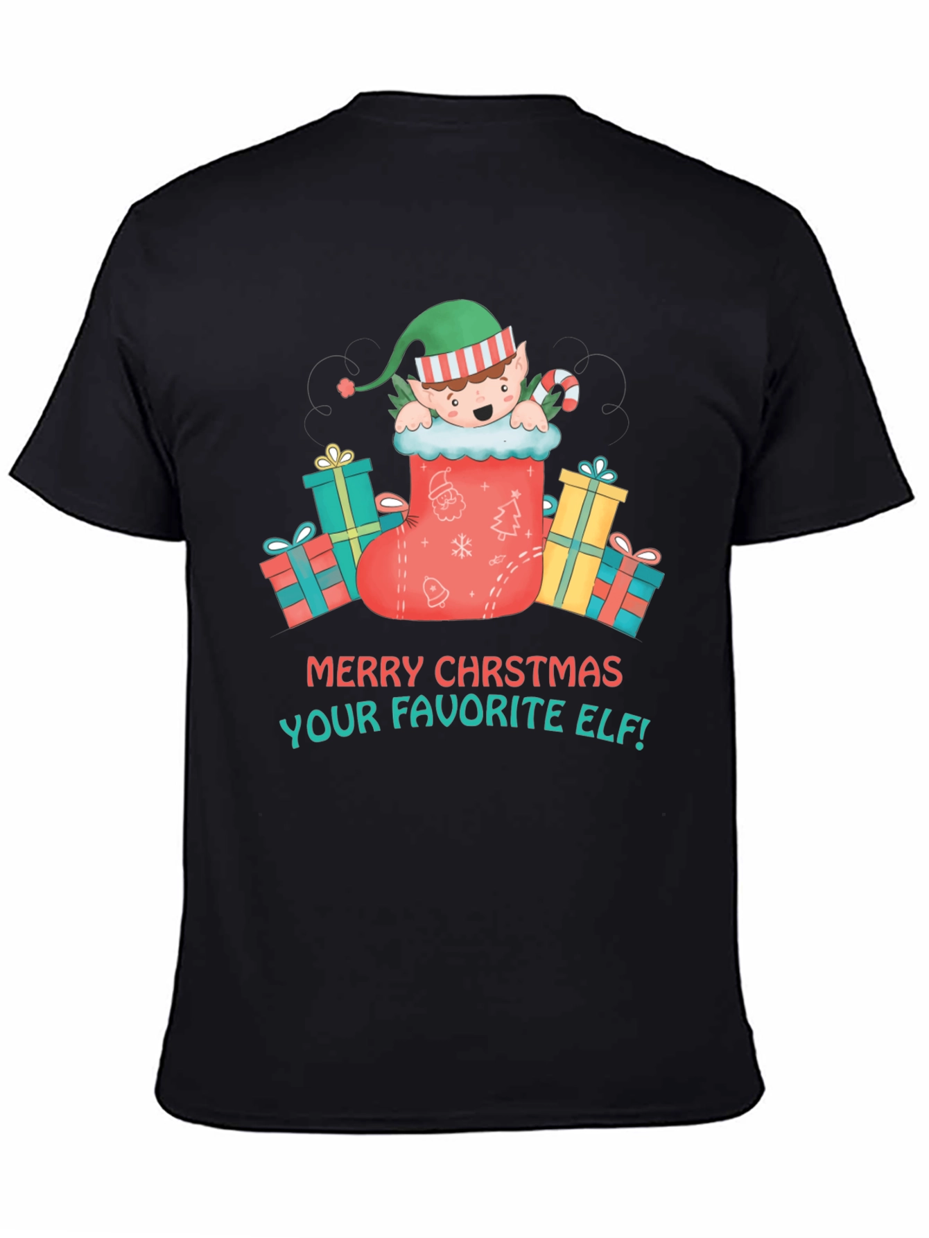 Merry Christmas Elf Graphic T-Shirt