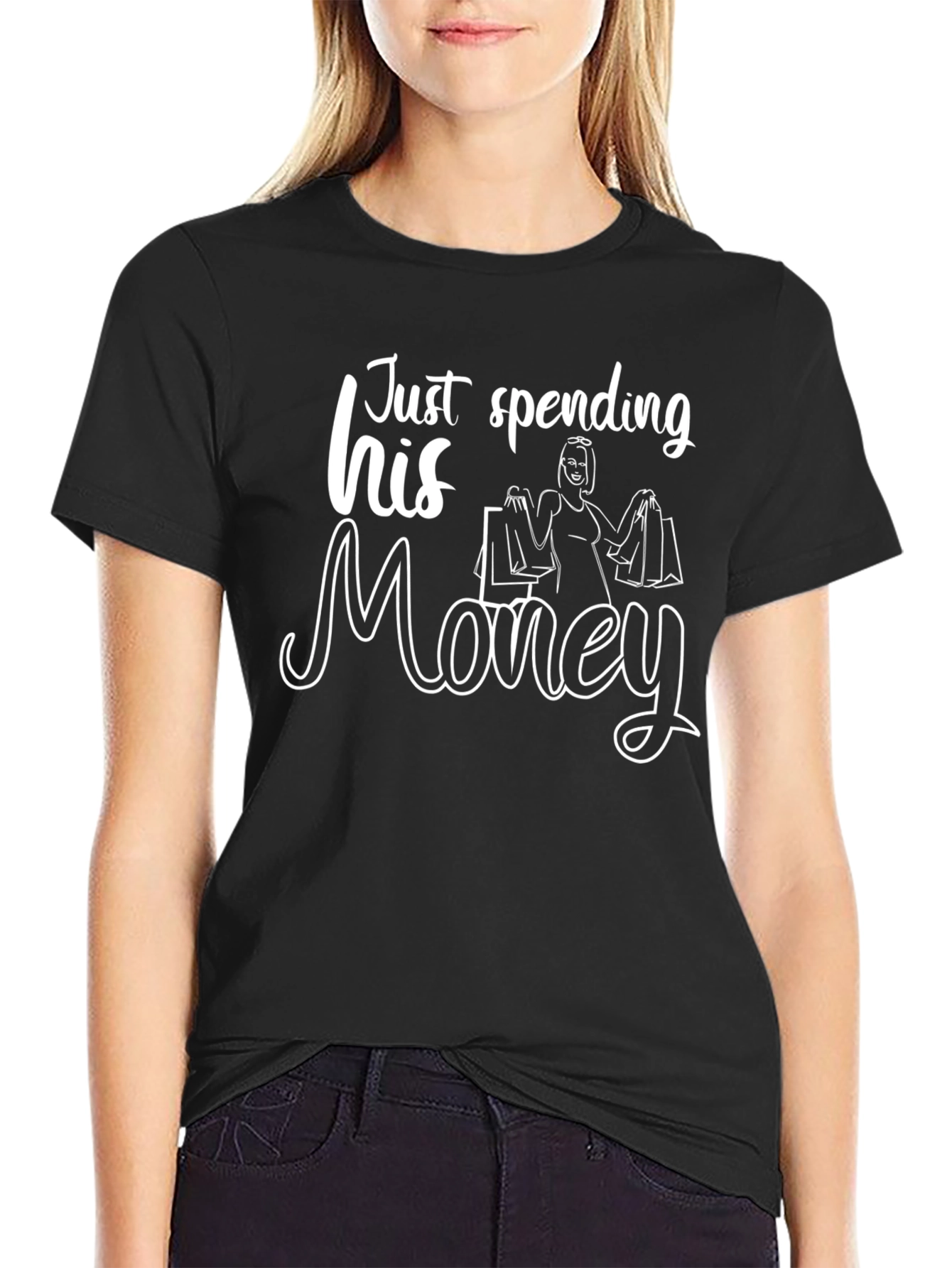 Just Spending His Money Black T-Shirt Funny Design