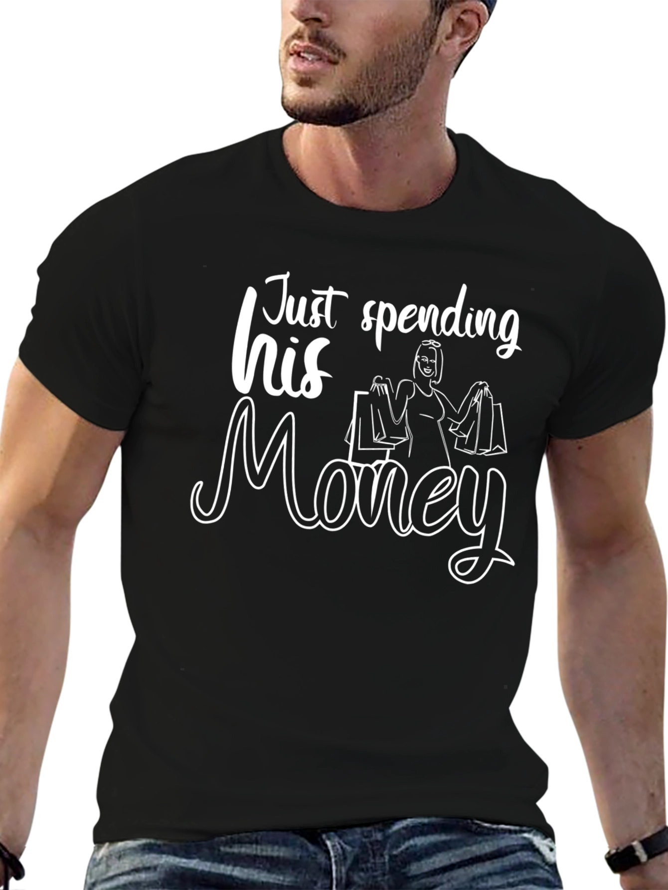 Just Spending His Money Black T-Shirt Funny Design