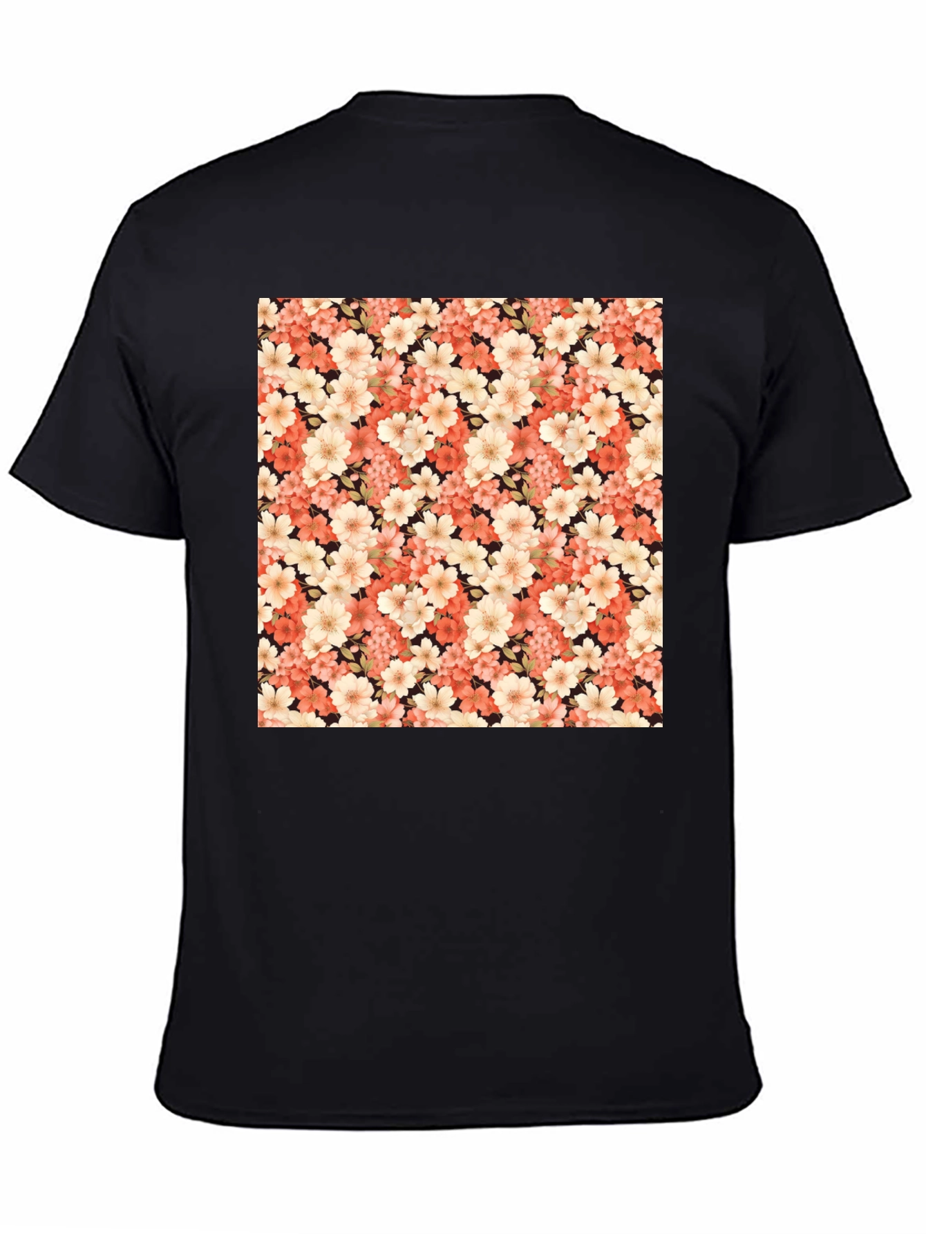 Floral Pattern Black T-Shirt