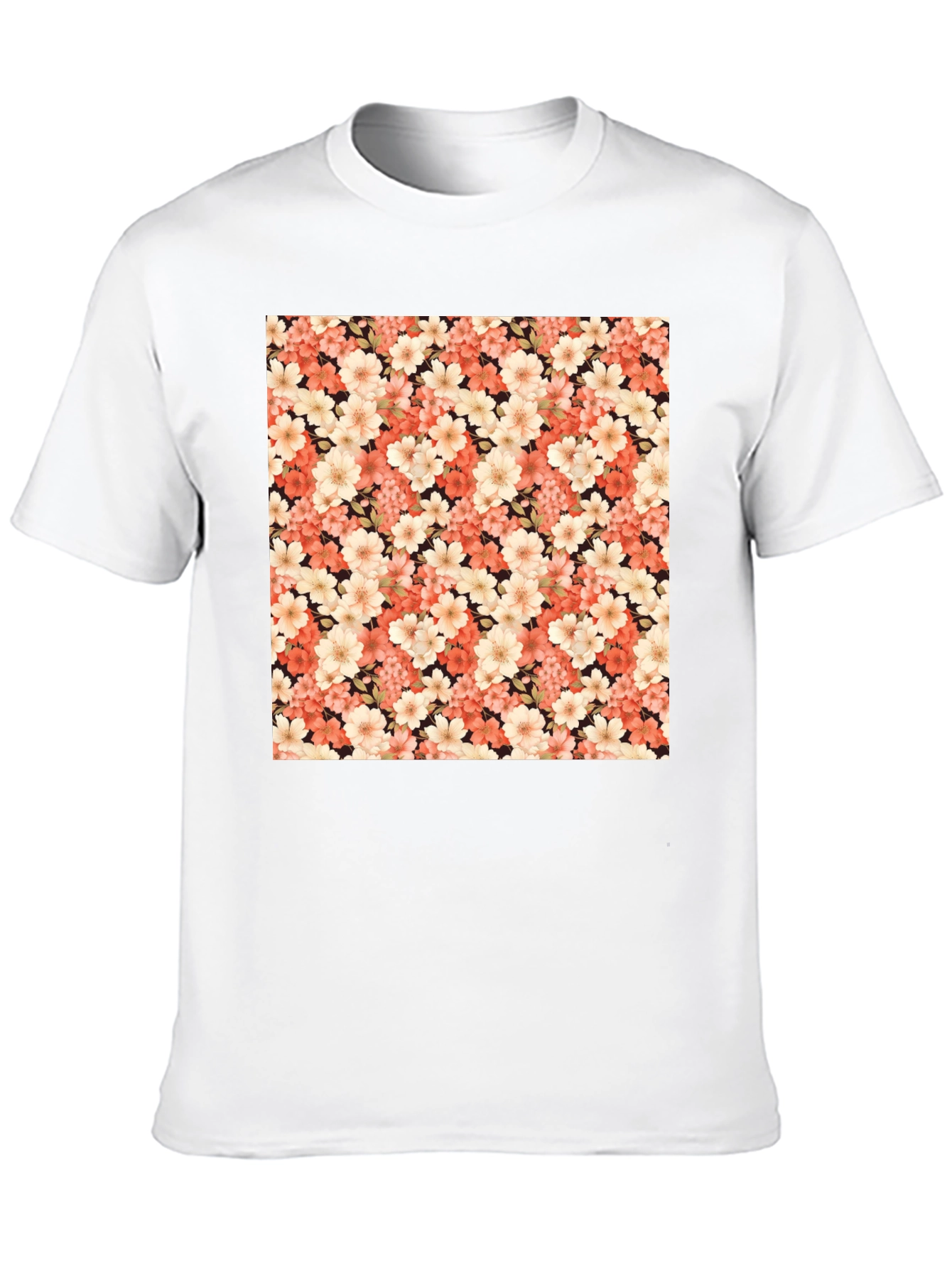 Floral Pattern Black T-Shirt