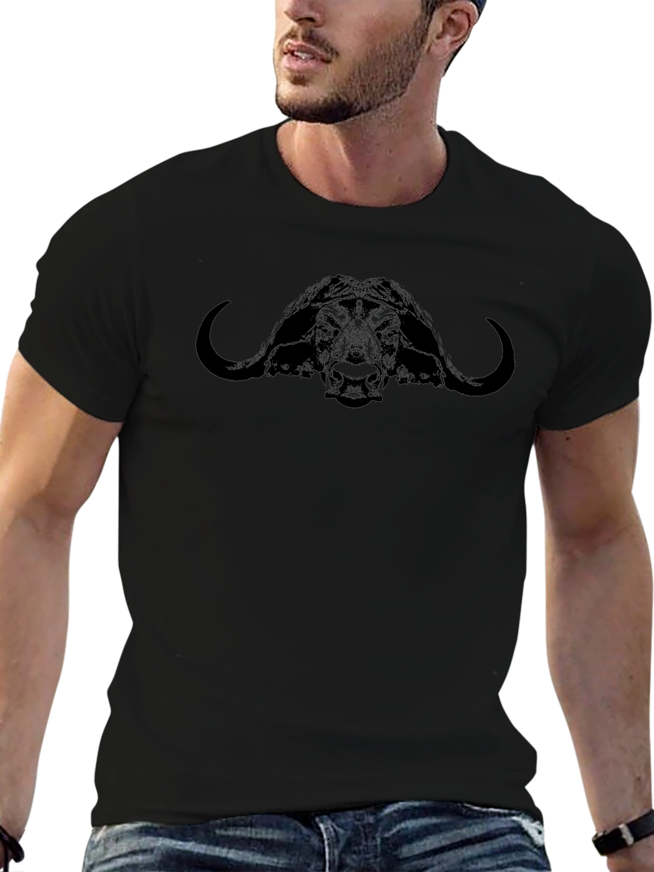 Buffalo Head Graphic Print T-Shirt
