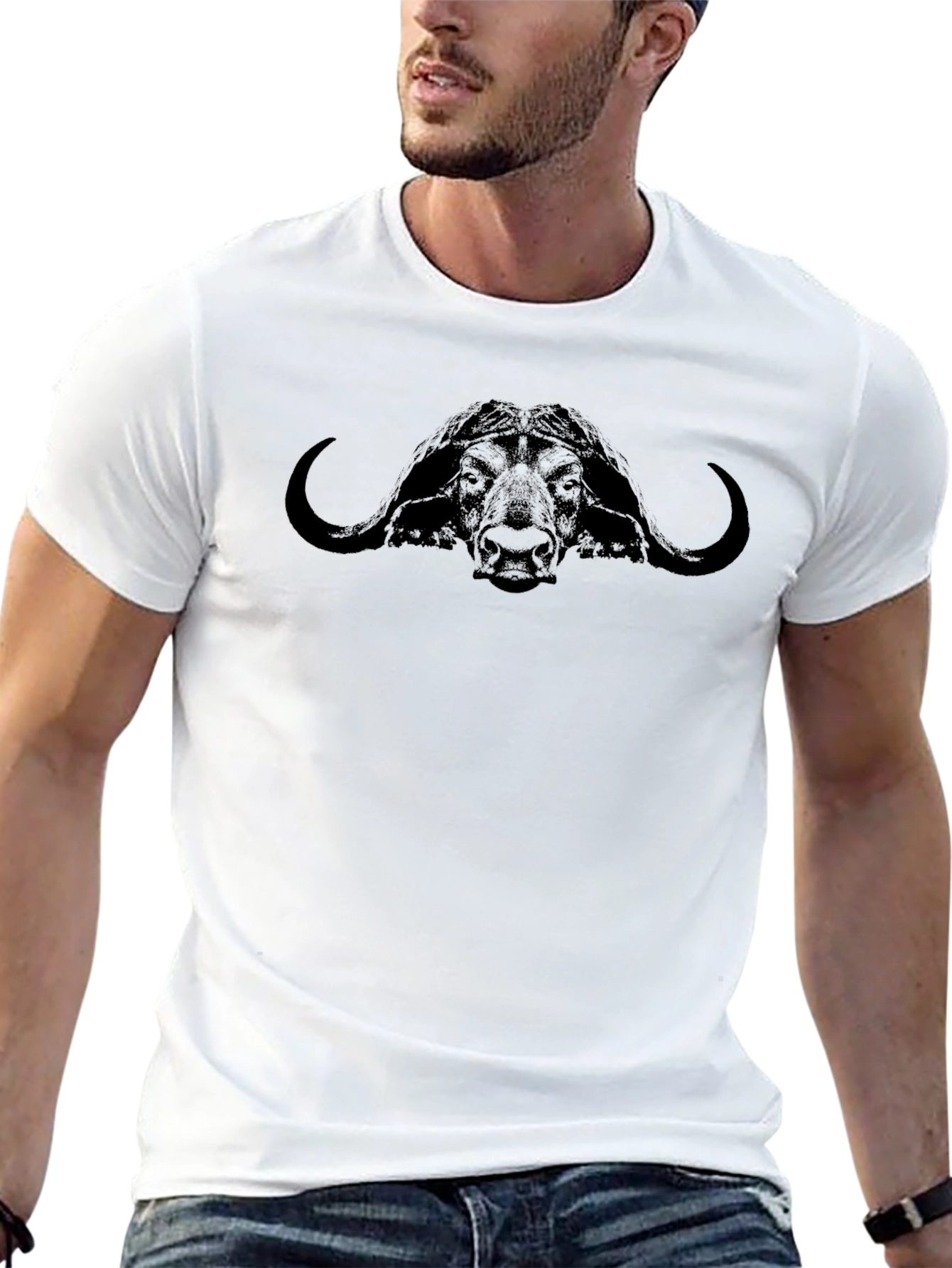 Buffalo Head Graphic Print T-Shirt
