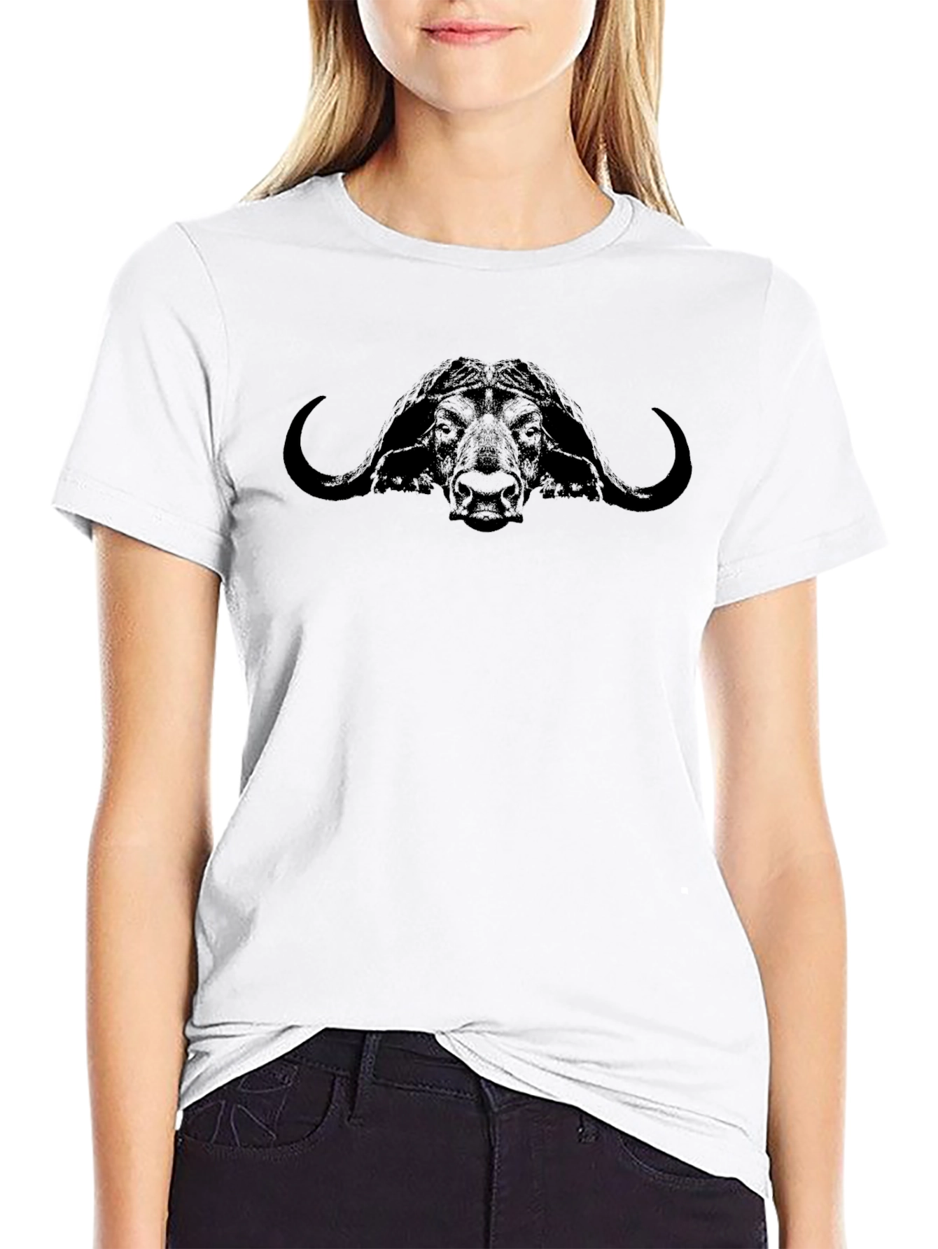 Buffalo Head Graphic Print T-Shirt