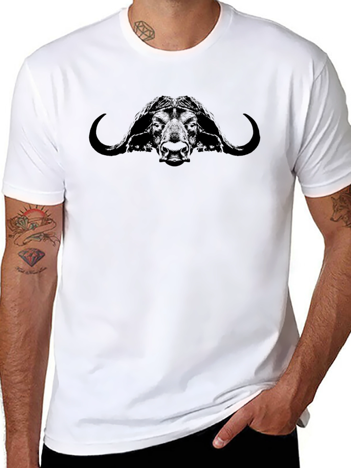 Buffalo Head Graphic Print T-Shirt