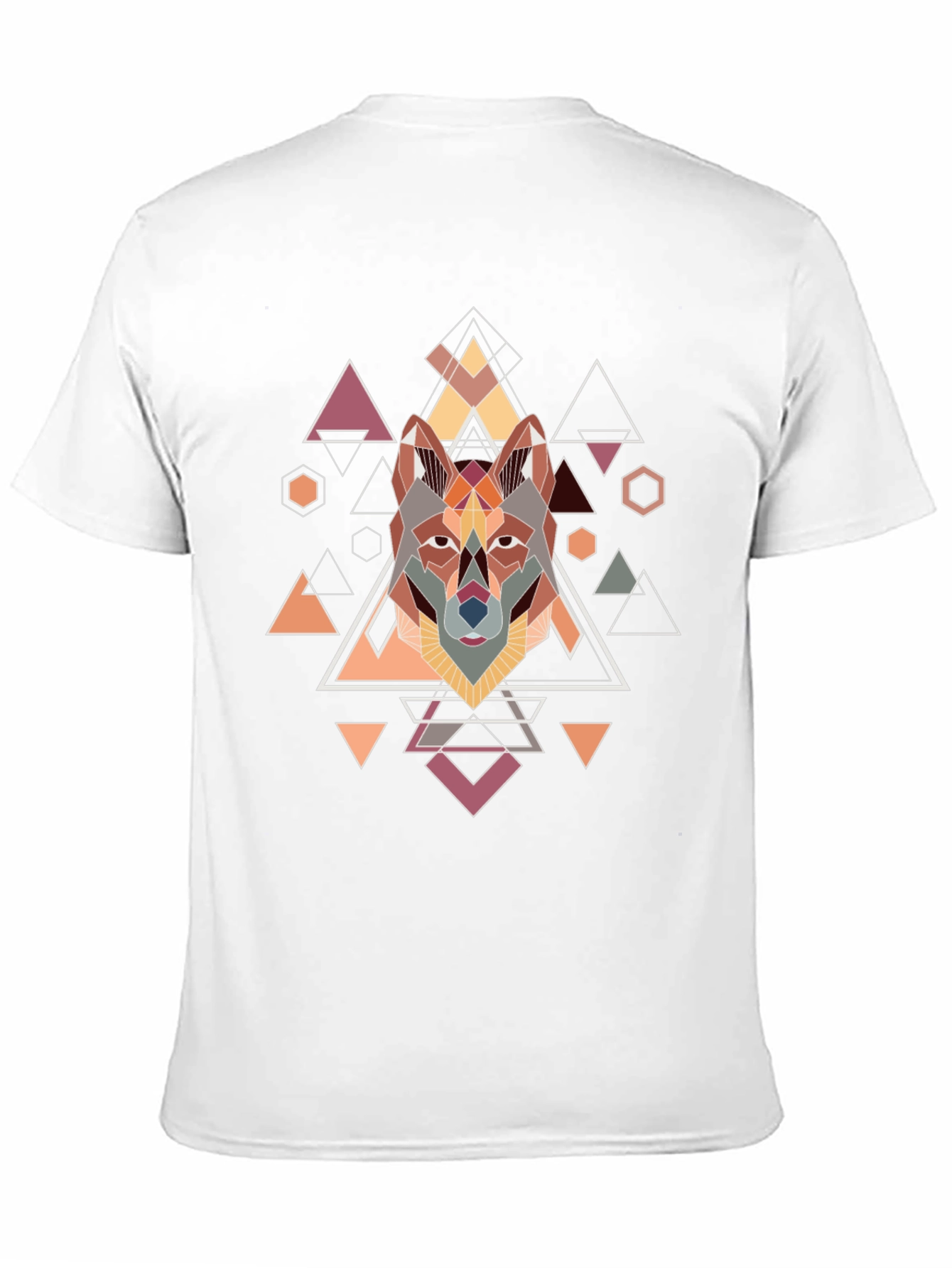 Geometric Wolf Graphic Black T-Shirt