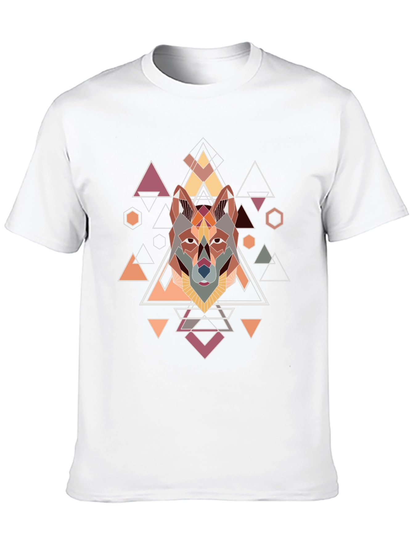 Geometric Wolf Graphic Black T-Shirt