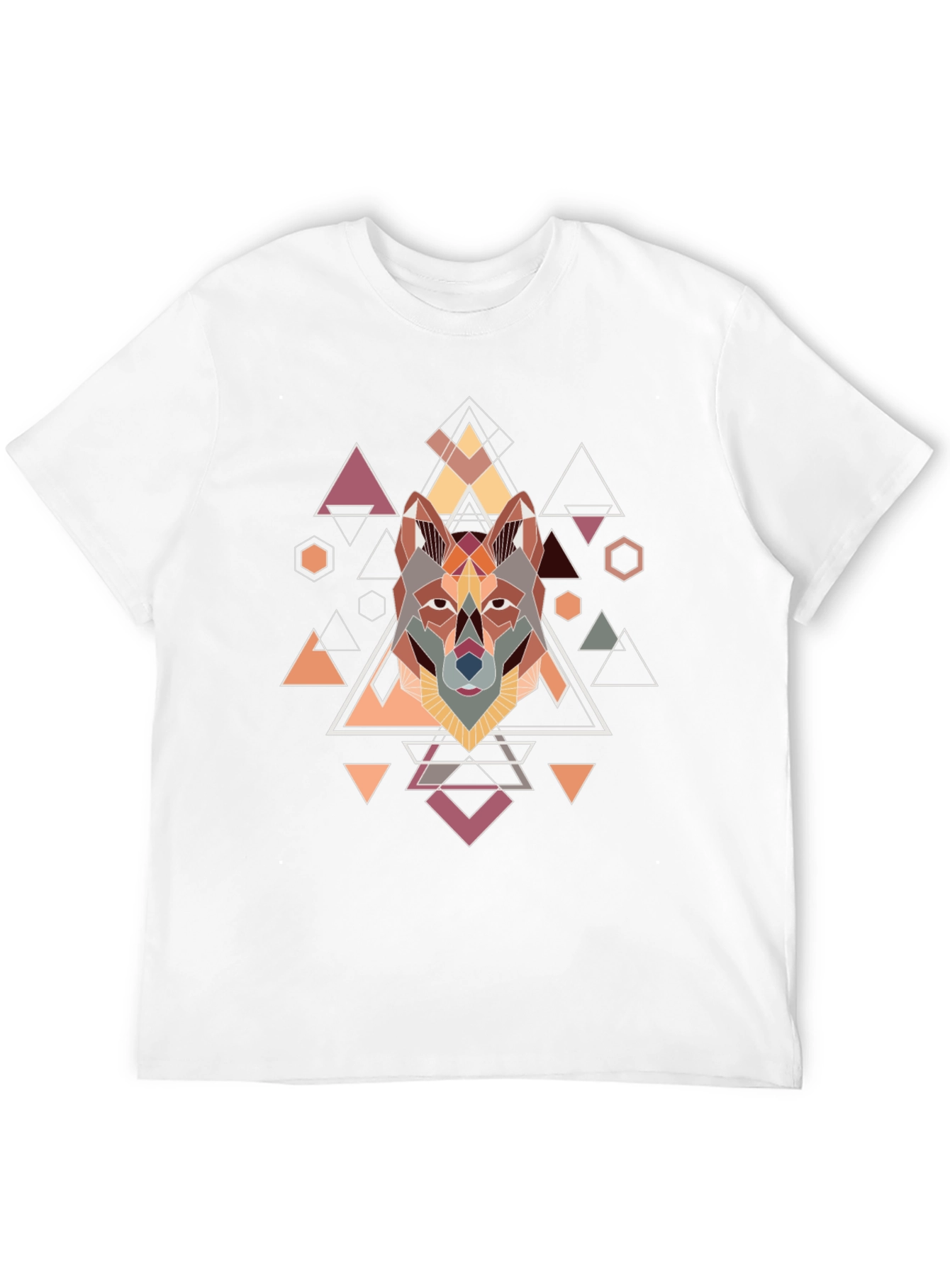 Geometric Wolf Graphic Black T-Shirt
