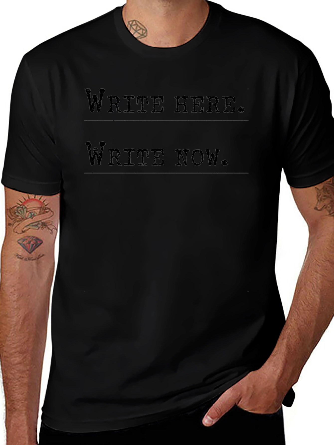 Write Here. Write Now. Black Graphic Tee