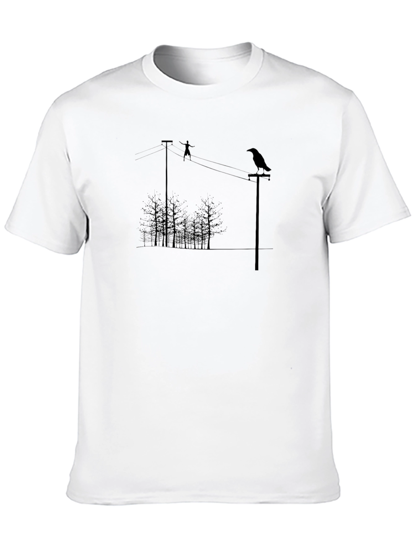 Raven on Wire Graphic Tee - Mens Black T-Shirt