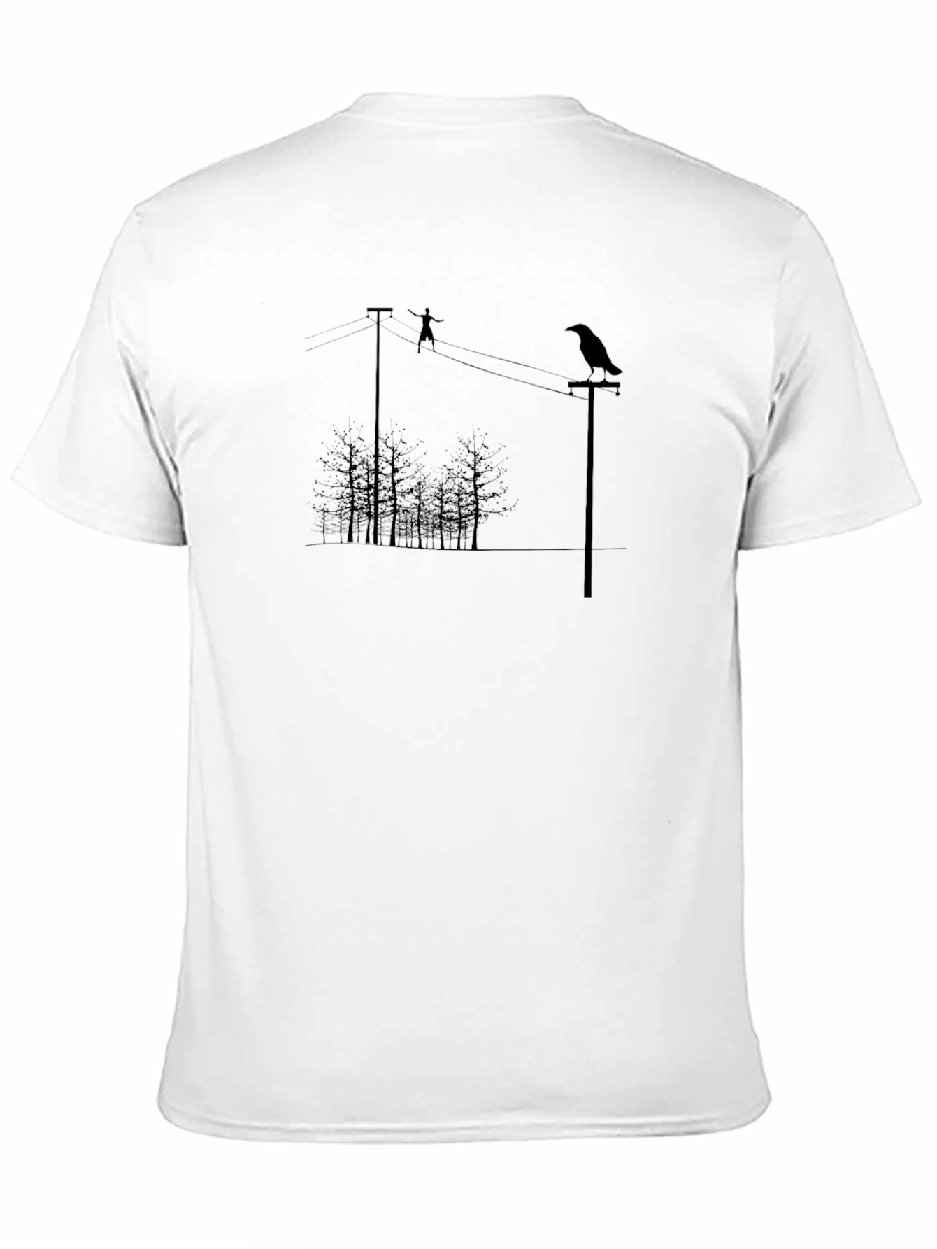 Raven on Wire Graphic Tee - Mens Black T-Shirt