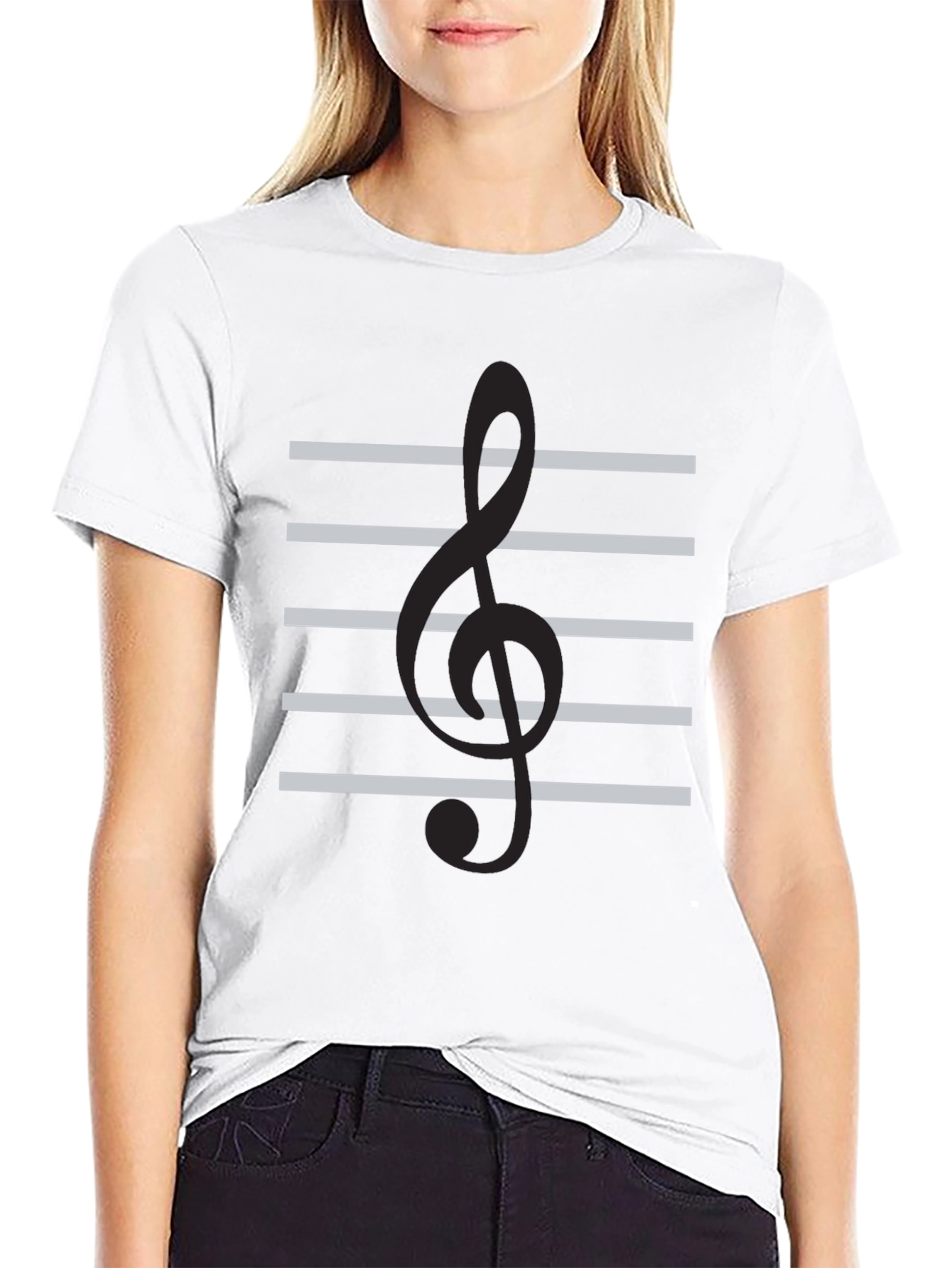 Musical Staff Graphic Tee - Black Cotton T-Shirt