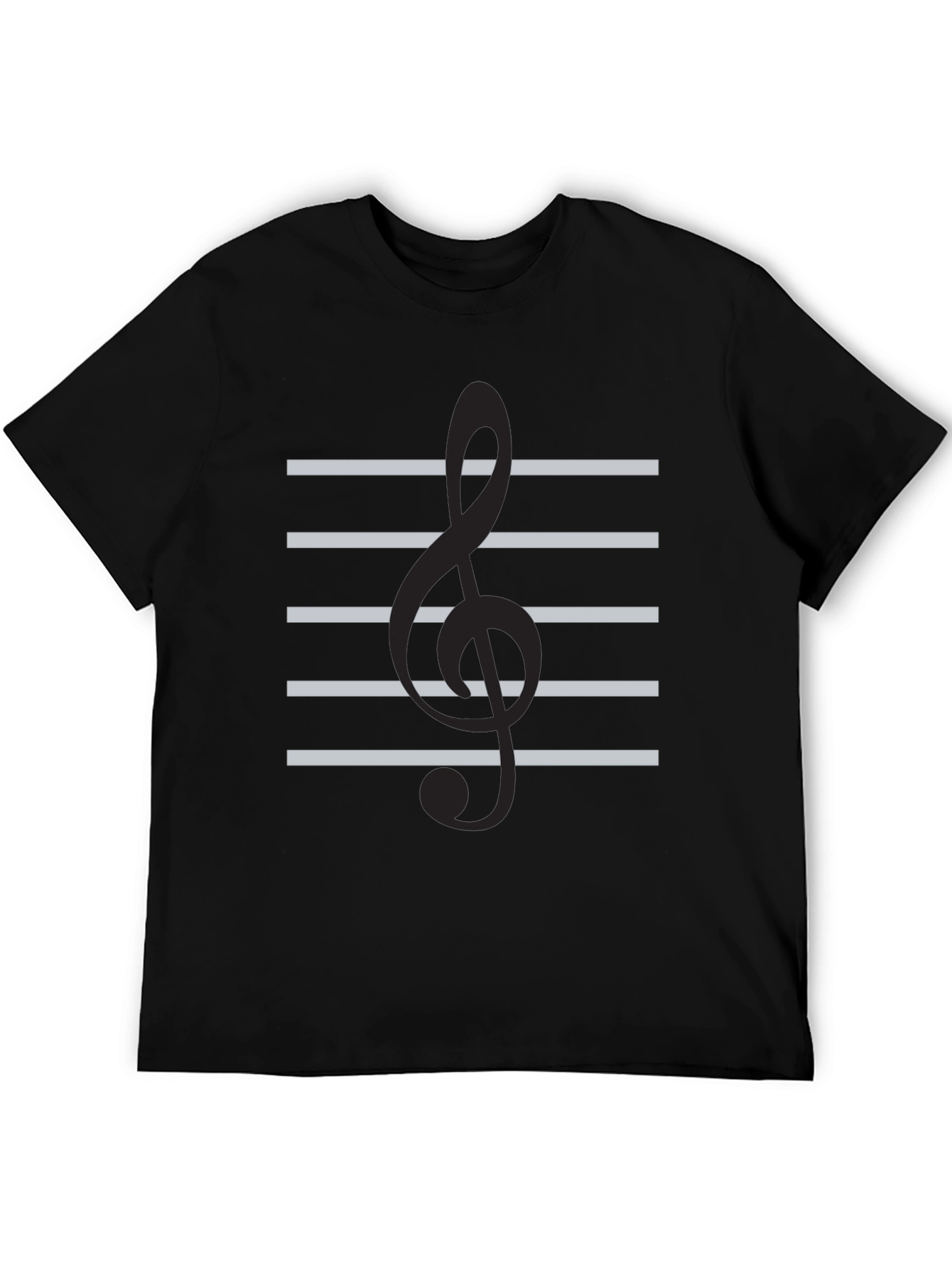 Musical Staff Graphic Tee - Black Cotton T-Shirt