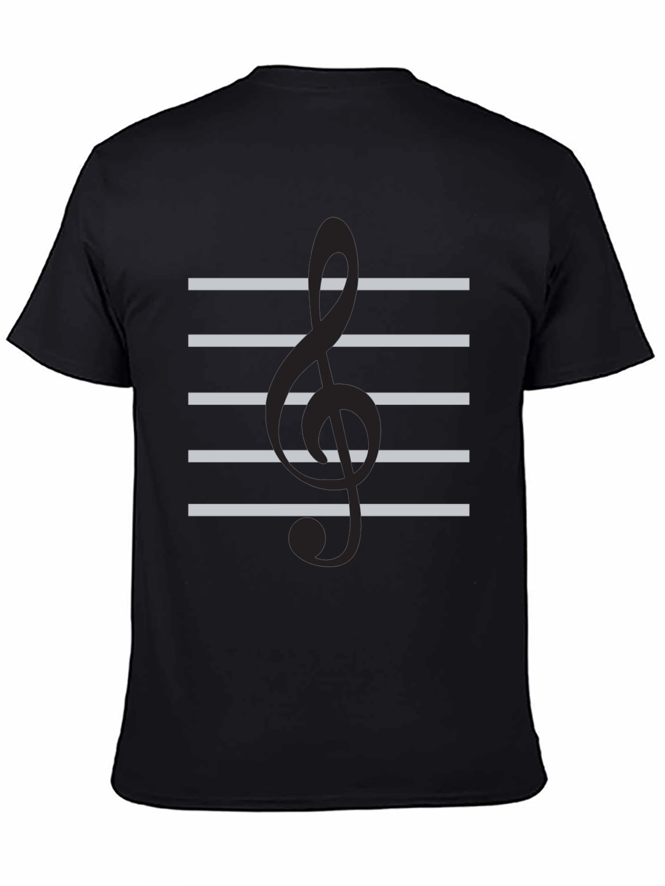 Musical Staff Graphic Tee - Black Cotton T-Shirt