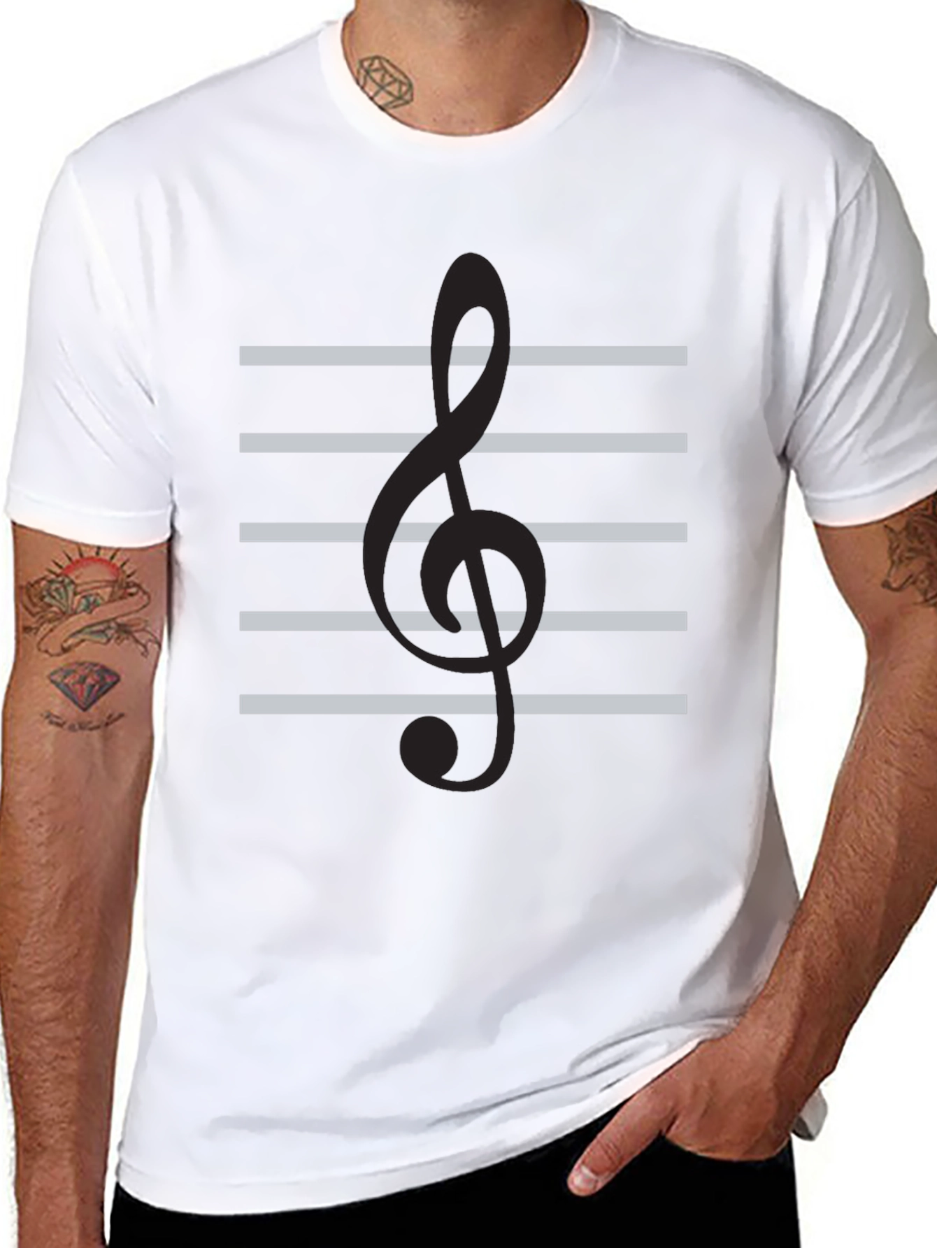 Musical Staff Graphic Tee - Black Cotton T-Shirt