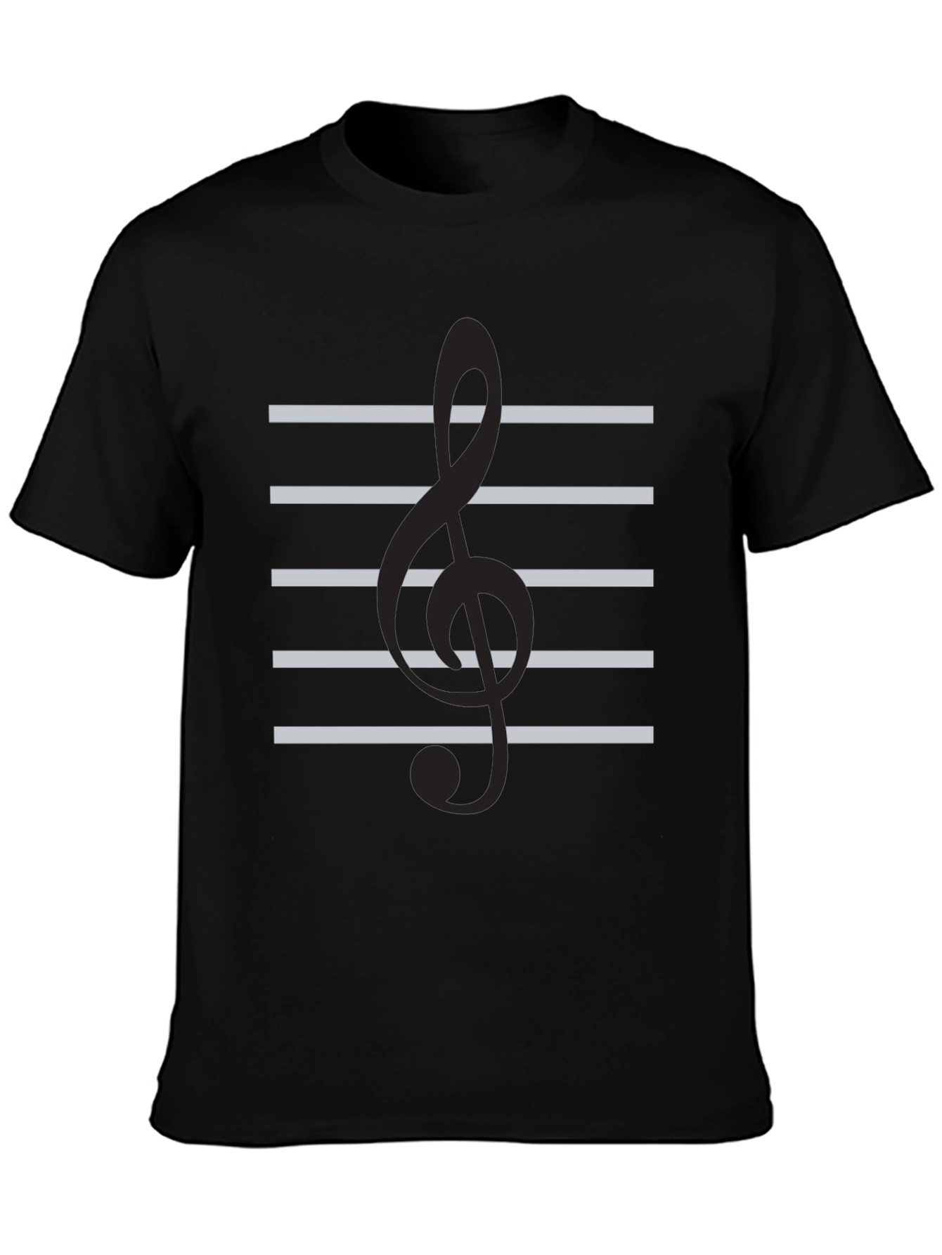 Musical Staff Graphic Tee - Black Cotton T-Shirt