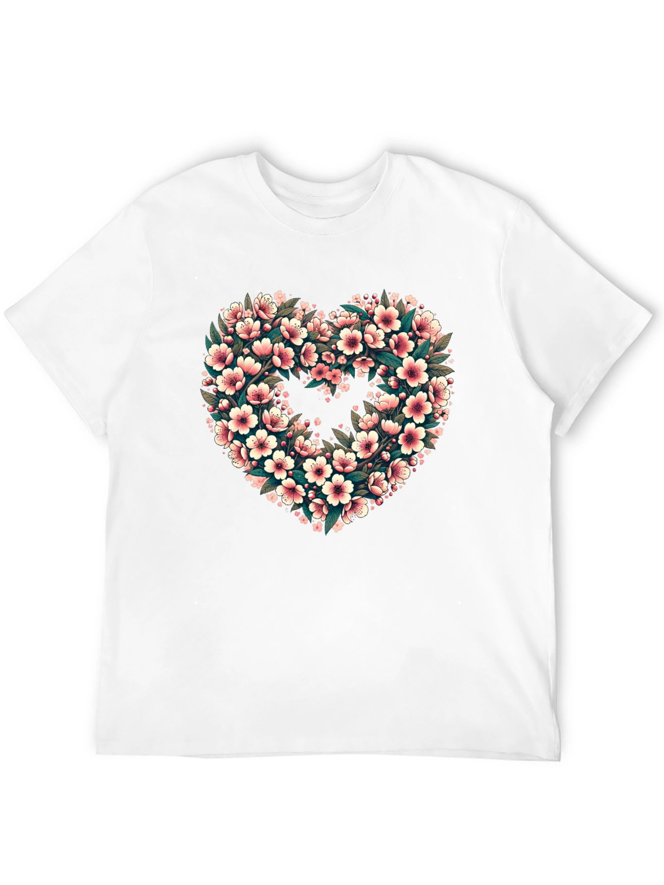 Floral Heart Tee - Black Graphic T-Shirt