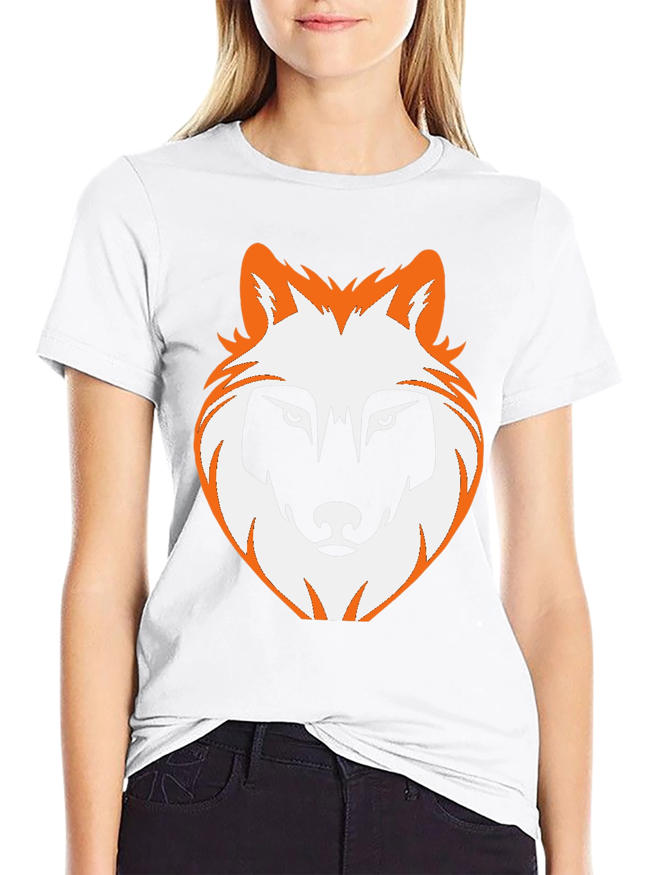 Wolf Graphic Print Tee - Black Casual T-Shirt