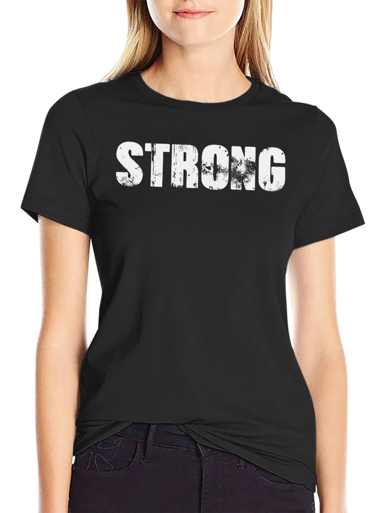 Mens Strong Graphic Print Black T-Shirt