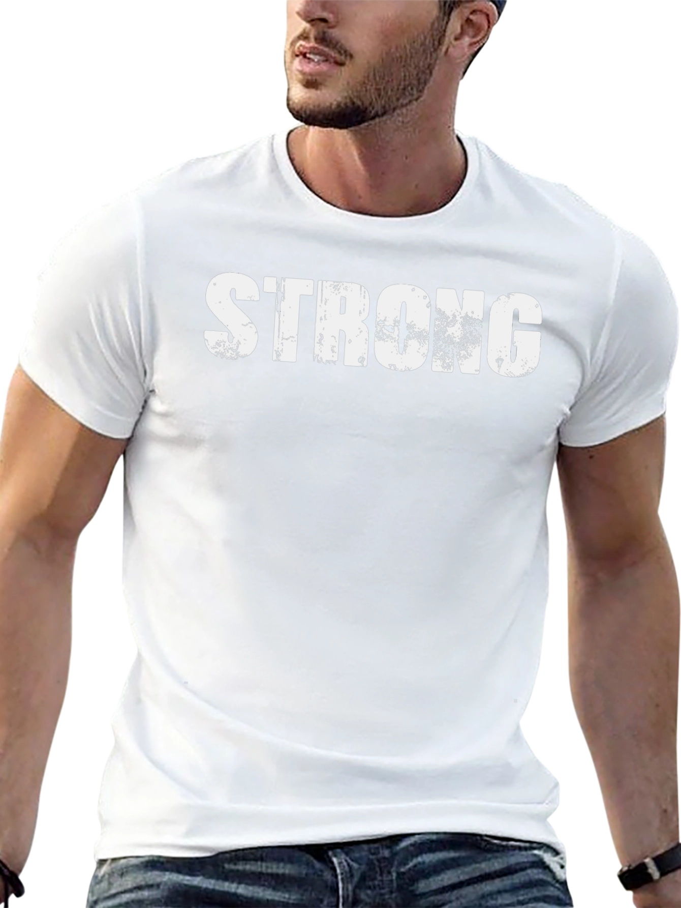 Mens Strong Graphic Print Black T-Shirt