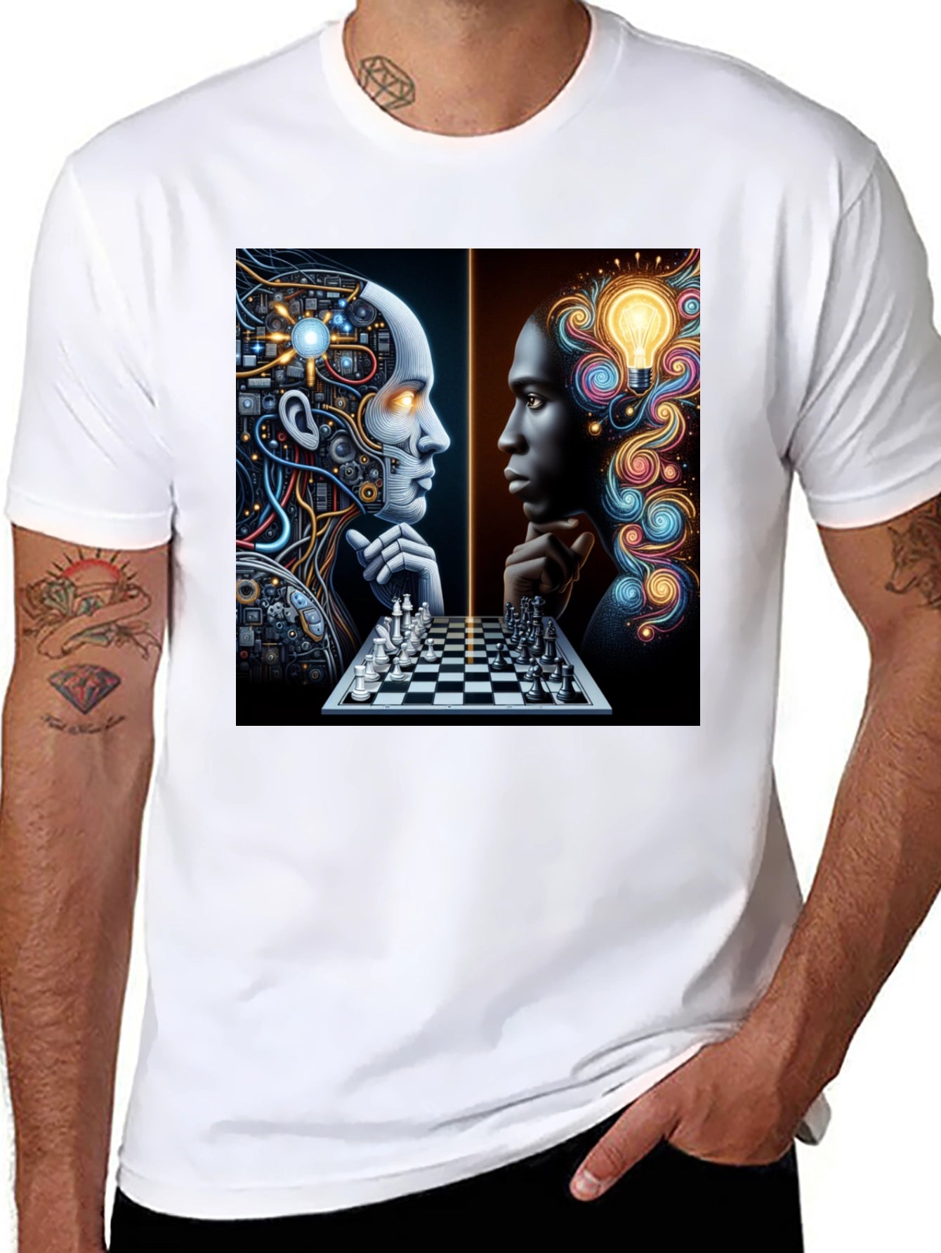AI vs Human Chess Match Graphic Tee
