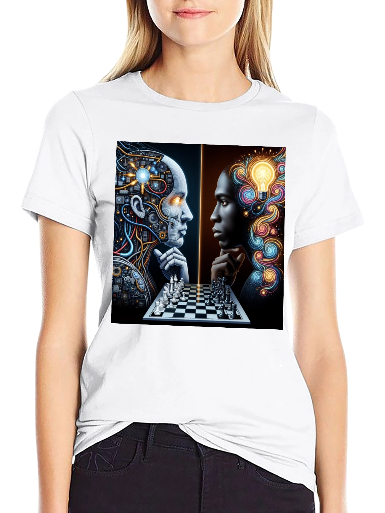 AI vs Human Chess Match Graphic Tee