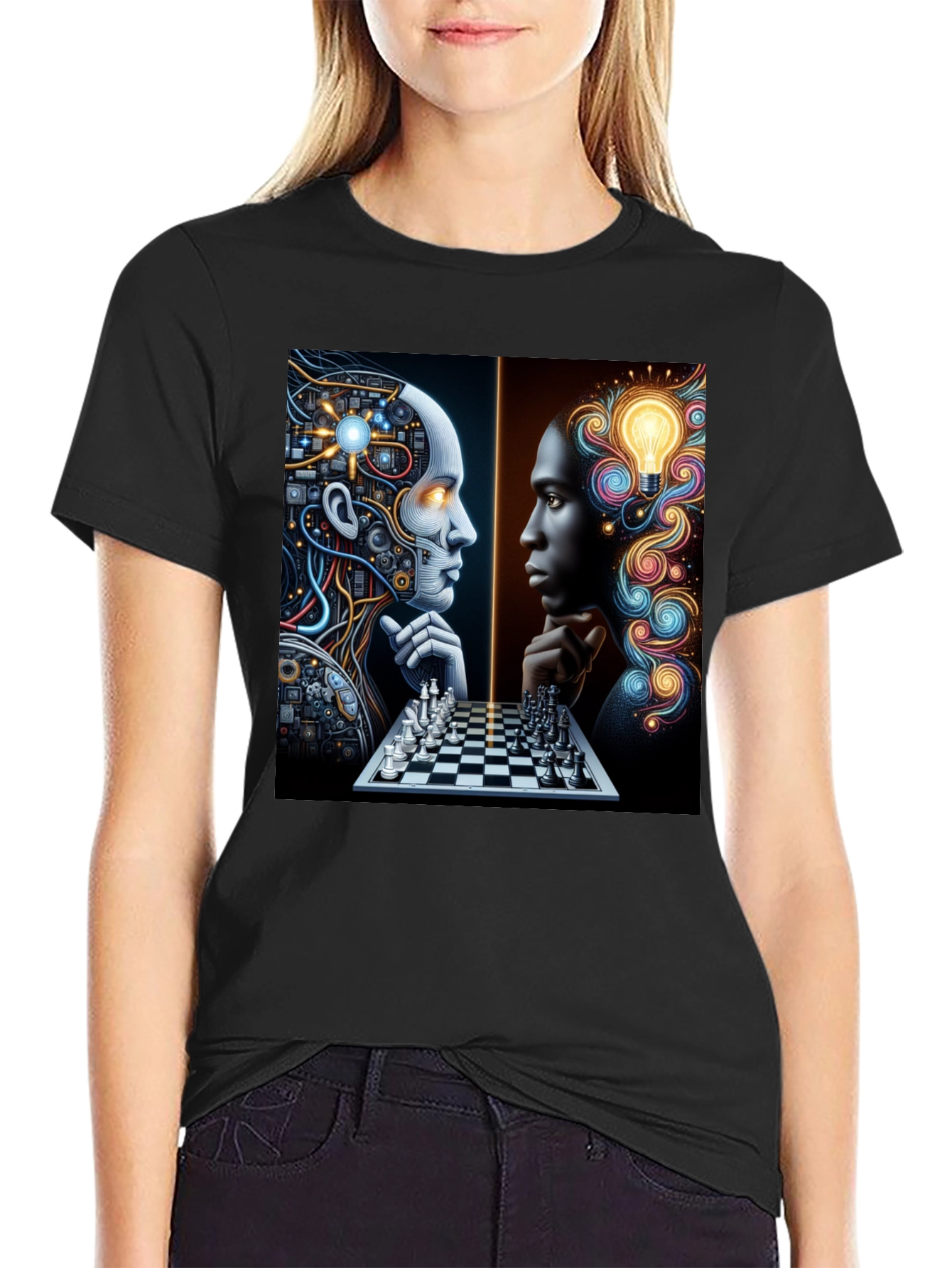 AI vs Human Chess Match Graphic Tee